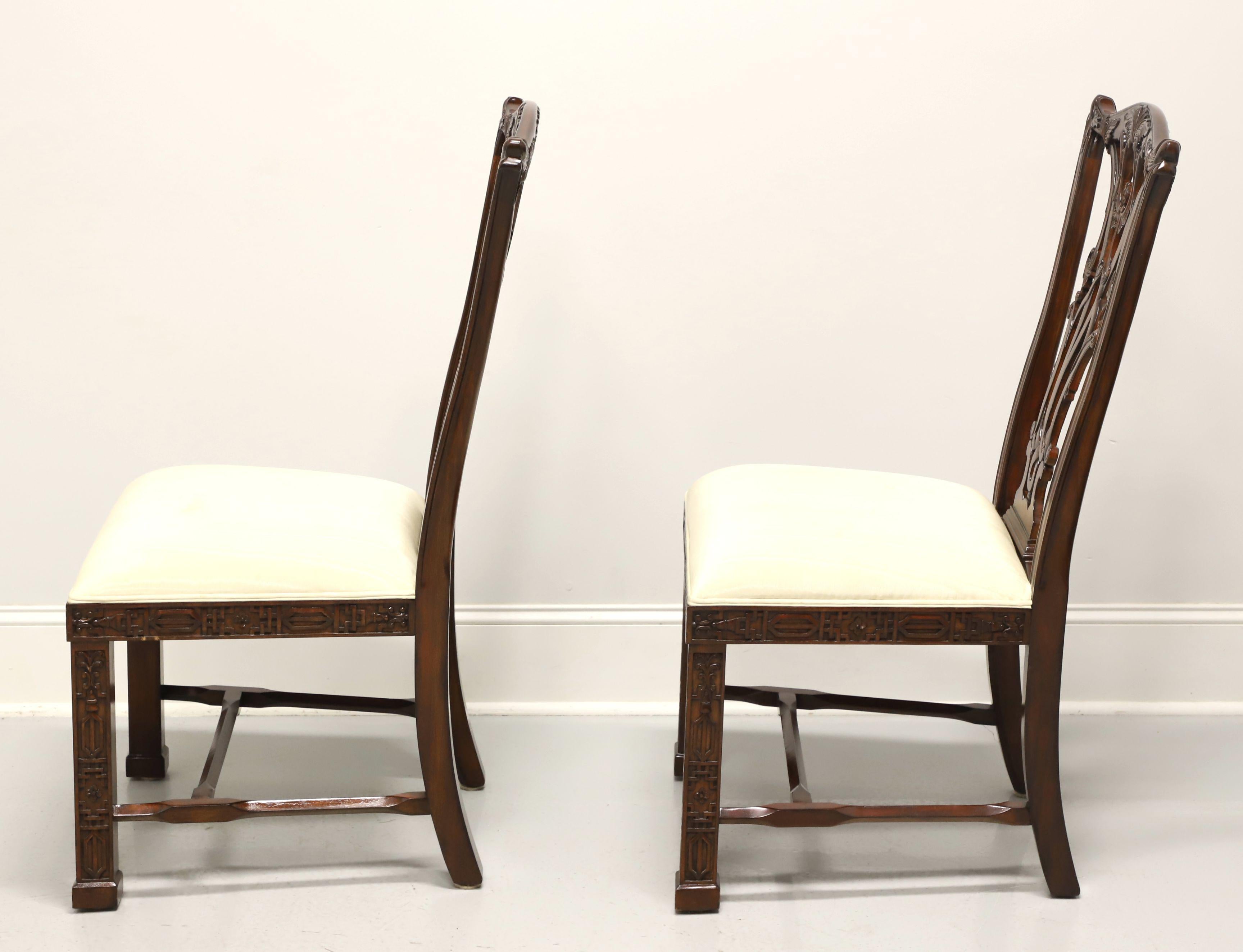 20th Century MAITLAND SMITH Mahogany Chippendale Fretwork Dining Side Chairs - Pair A