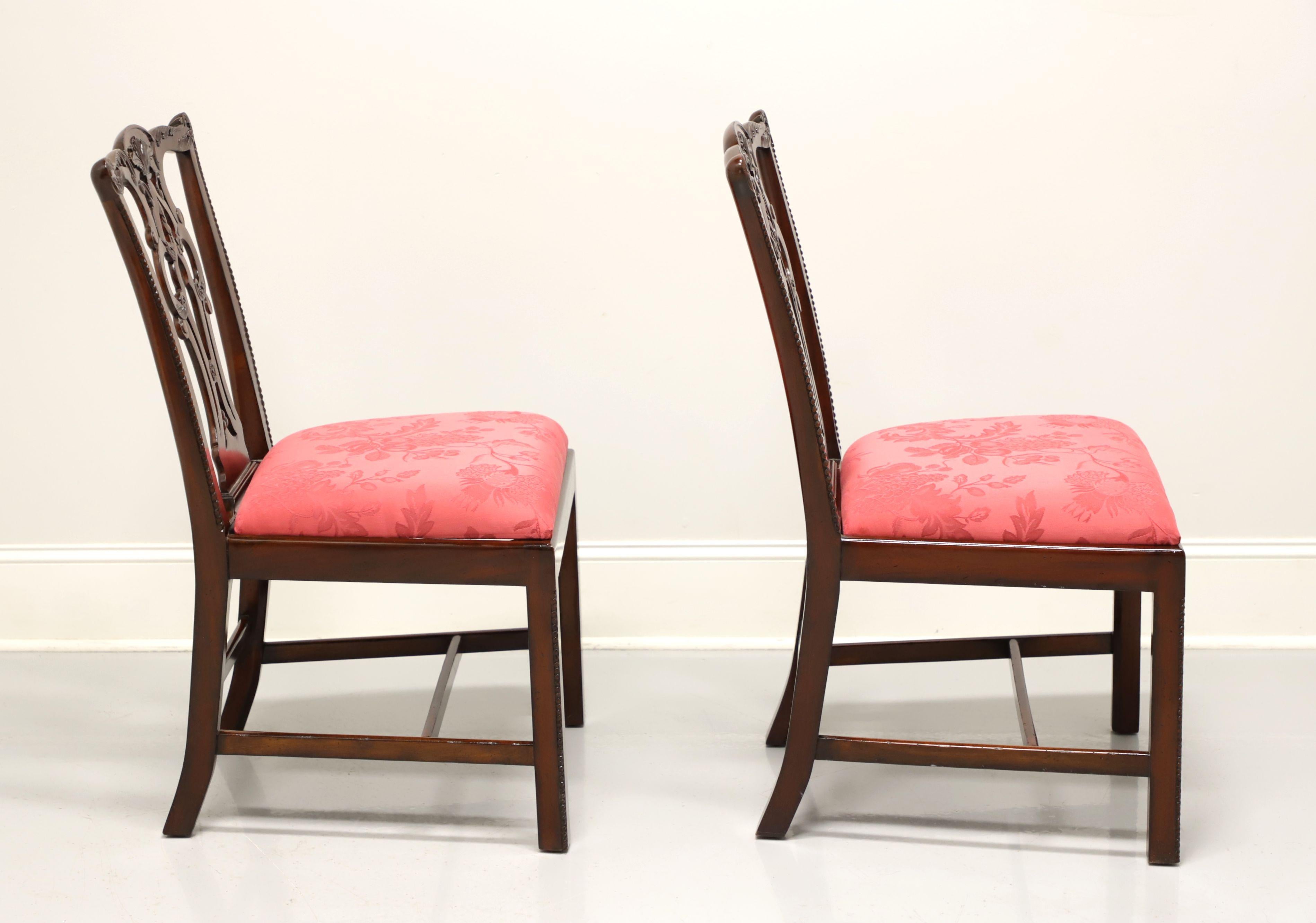 Indonesian MAITLAND SMITH Mahogany Chippendale Straight Leg Dining Side Chairs - Pair