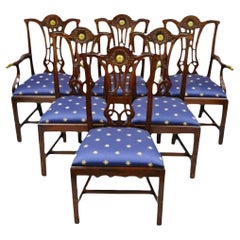 Maitland Smith Sillas de Comedor de Caoba Estilo Chippendale Ormolu de Latón - Lote de 6