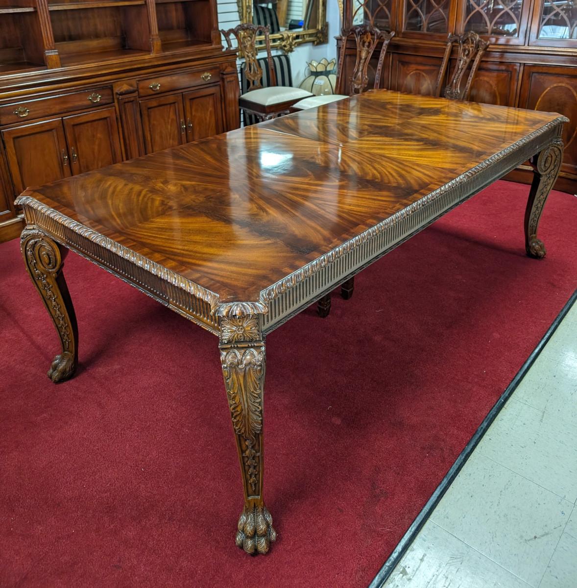 Neoclassical Maitland Smith Mahogany Chippendale Style Dining Table For Sale