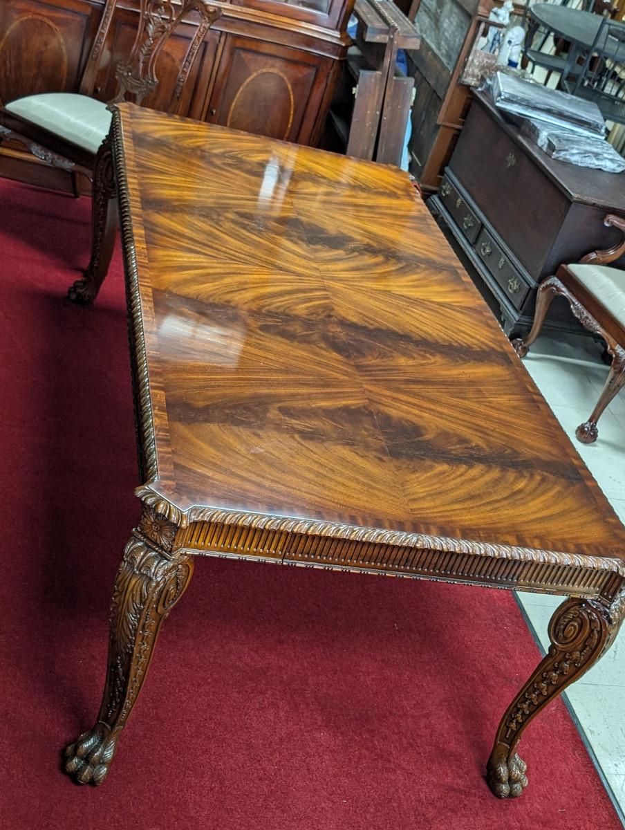 Maitland Smith Mahogany Chippendale Style Dining Table In Good Condition In Oakwood, GA