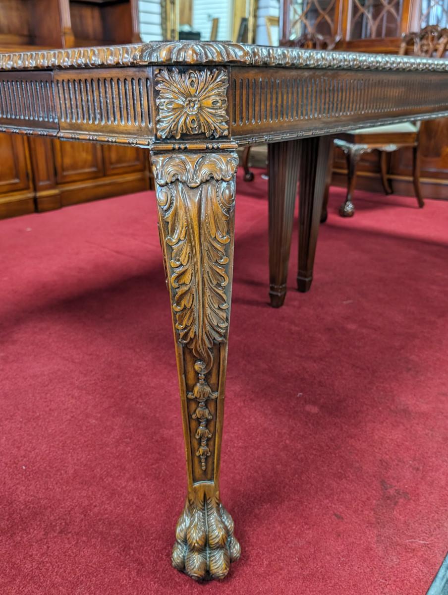 Wood Maitland Smith Mahogany Chippendale Style Dining Table For Sale