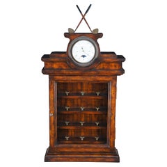 Maitland Smith Mahogany Curio Golf Ball Display Wall Cabinet Case German Clock