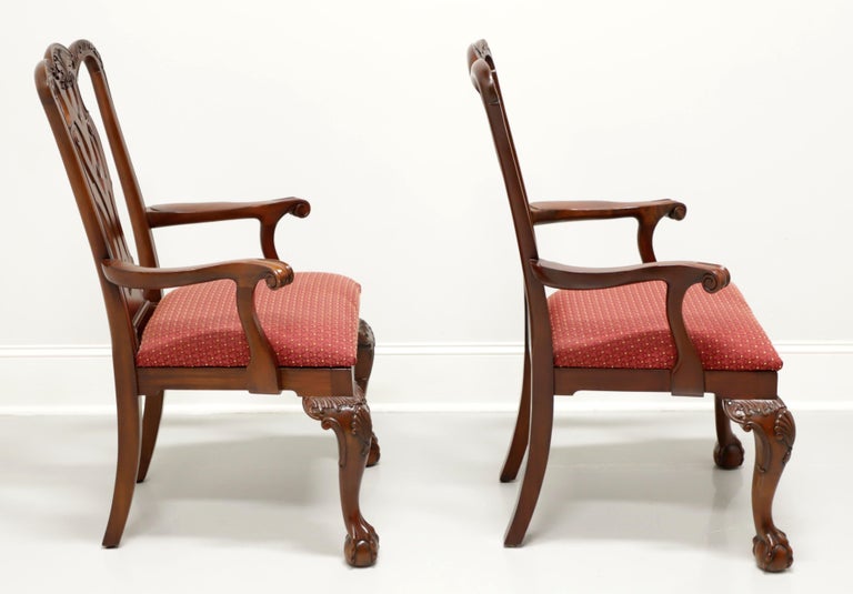 MAITLAND SMITH Mahogany Georgian Ball Claw Dining Armchairs - Pair In Good Condition For Sale In Charlotte, NC