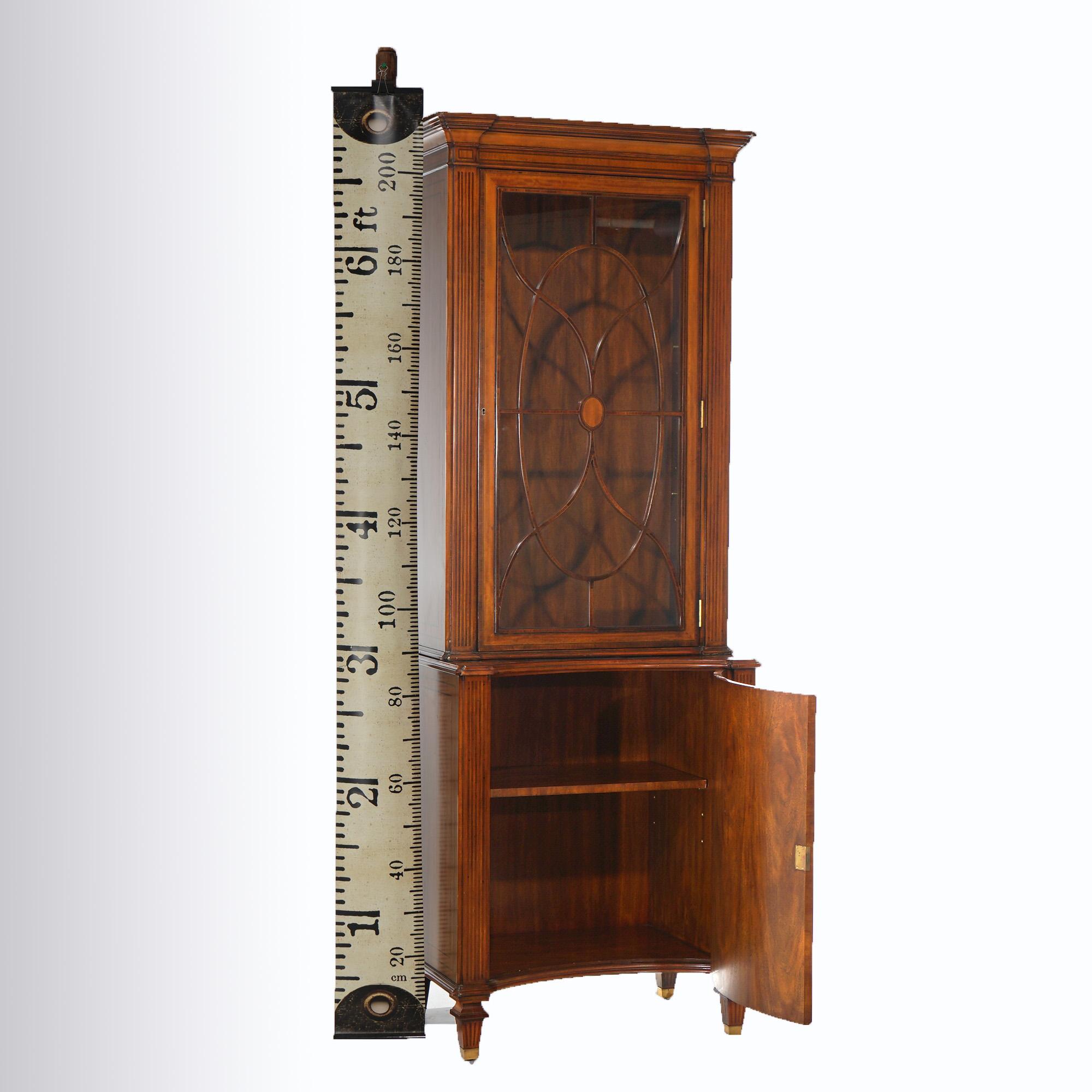 Glass Maitland Smith Mahogany Inlay & Banded Bookcase 20thC For Sale