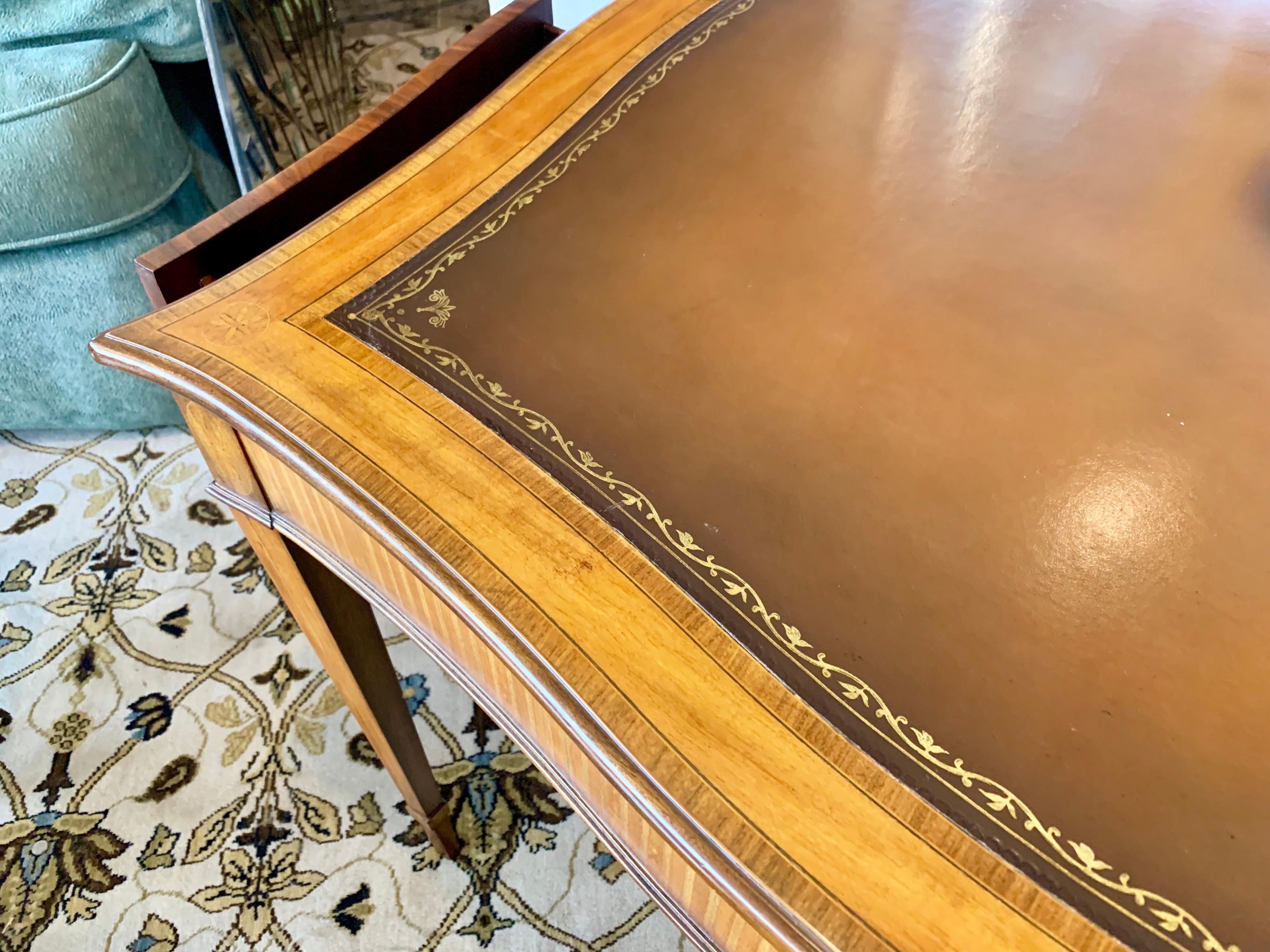 Maitland Smith Mahogany Leather Top Game Table Writing Desk 2