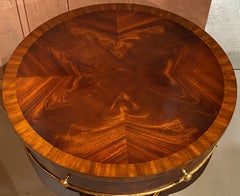 Maitland-Smith Mahogany Round One Drawer Drum Table with Gallery