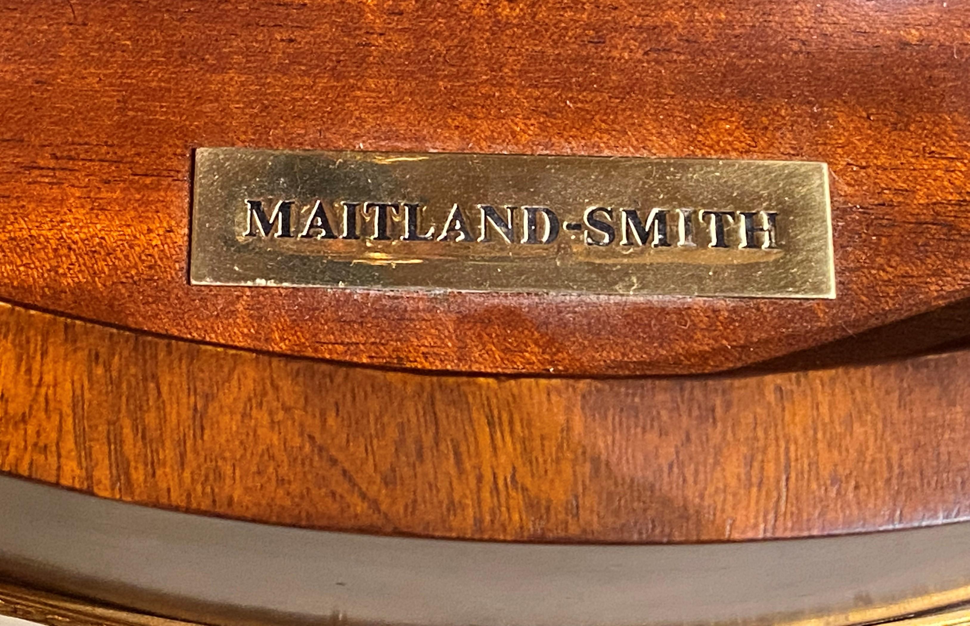 Brass Maitland-Smith Mahogany Round One Drawer Drum Table with Gallery