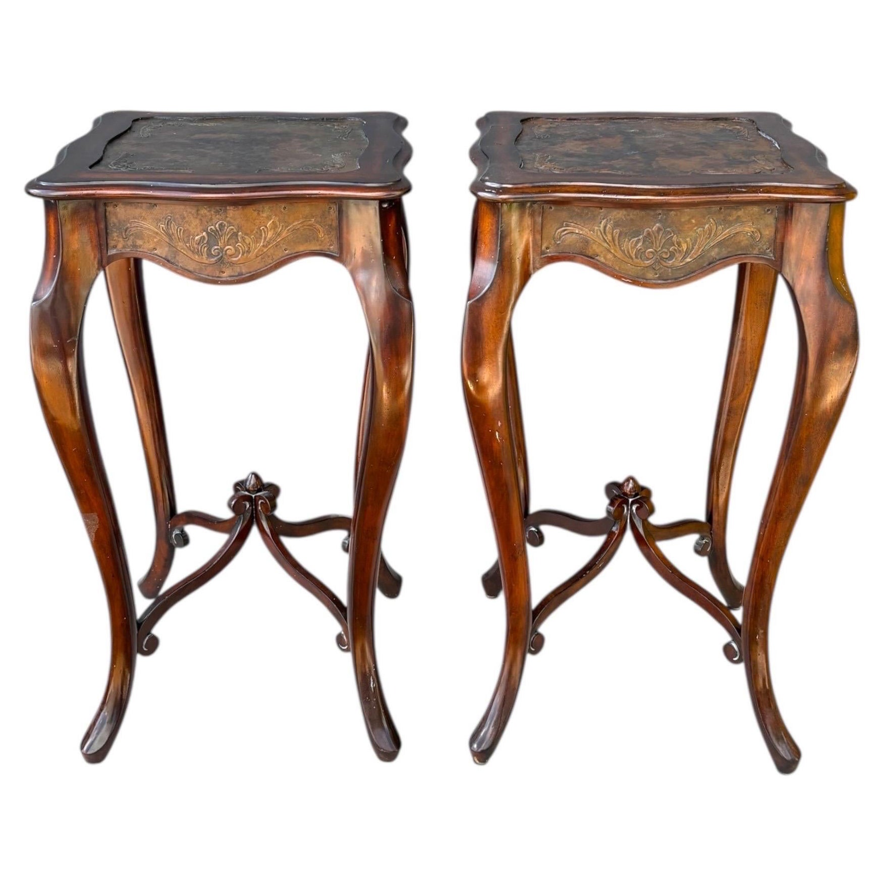 Maitland-Smith Mahogany Side Tables, a Pair