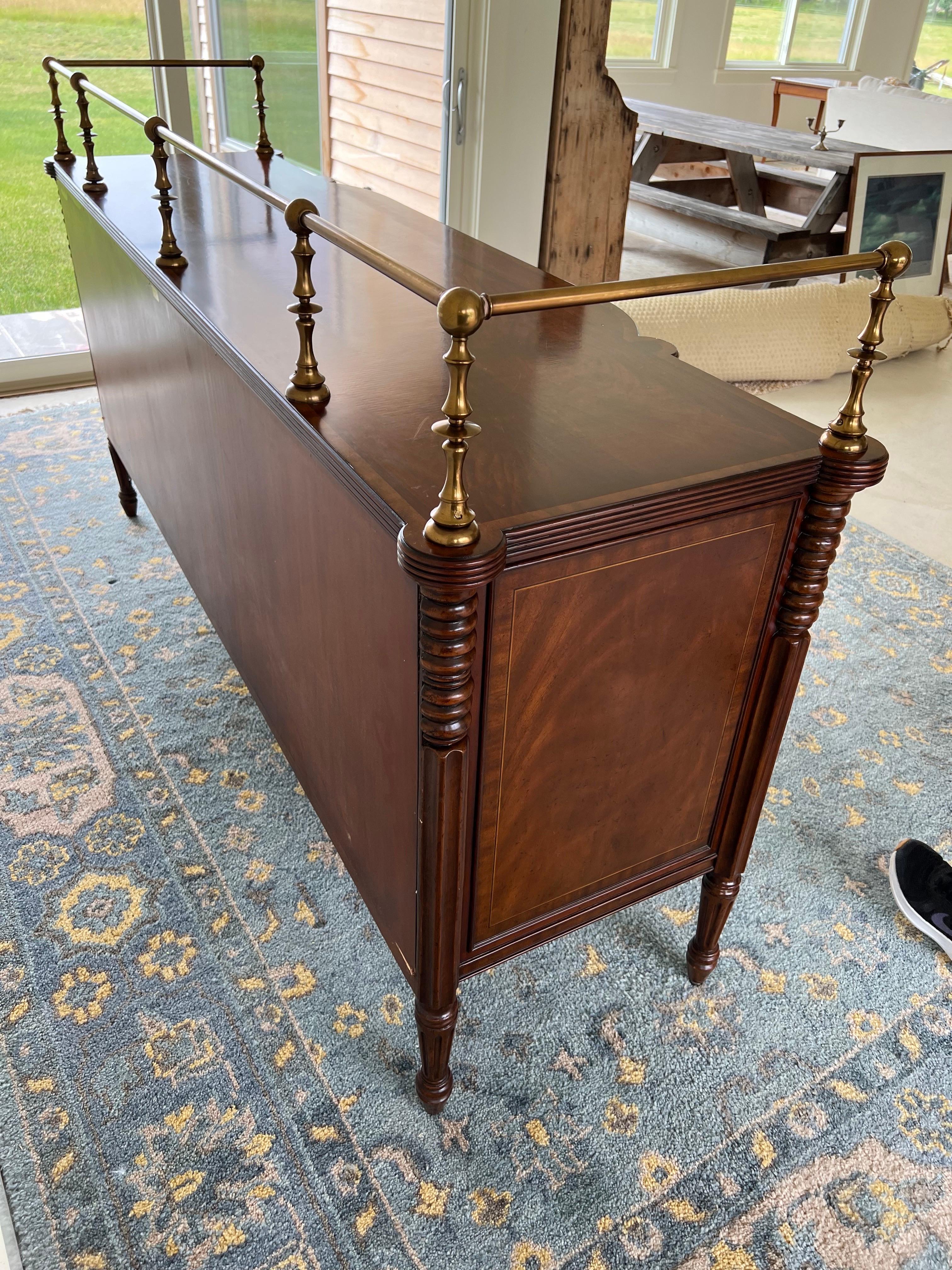 Maitland-Smith Mahogany Sideboard with Brass Gallery Rail, 20th Century For Sale 6