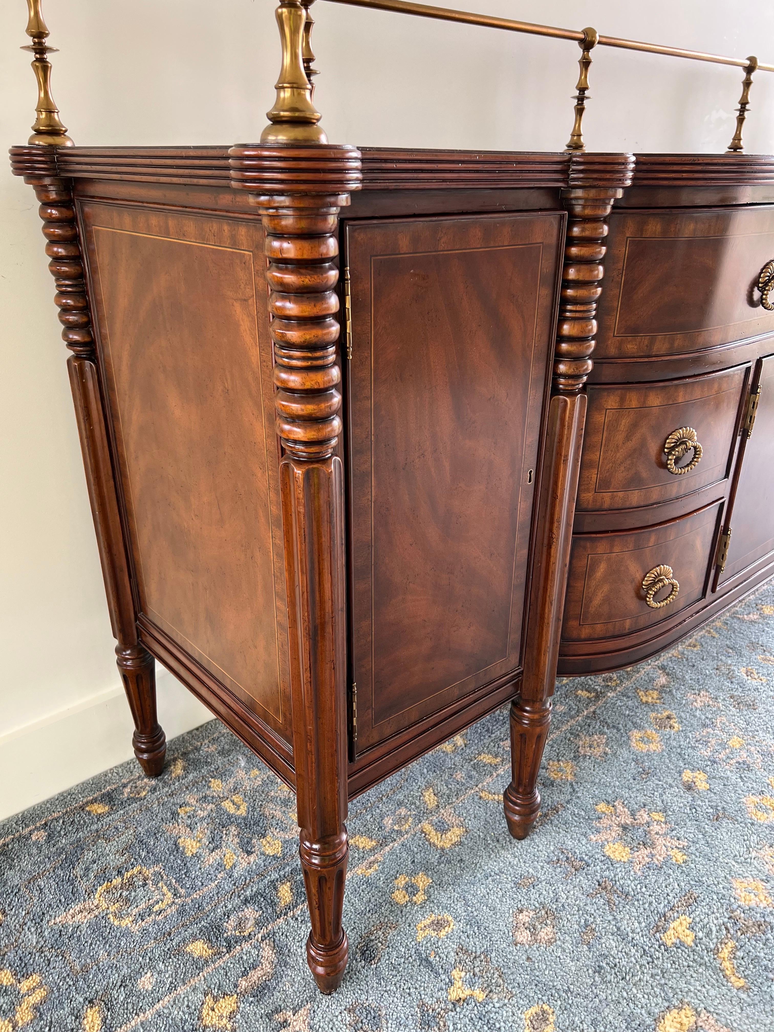 Maitland-Smith Mahogany Sideboard with Brass Gallery Rail, 20th Century For Sale 12