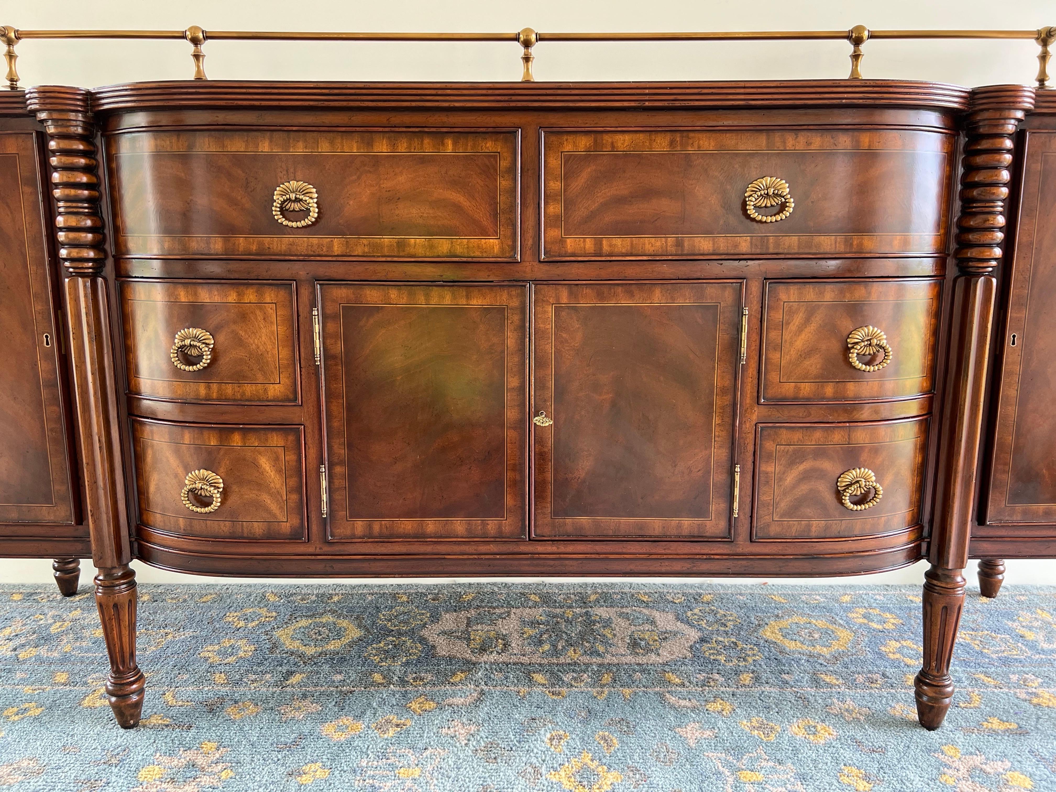 Maitland-Smith Mahogany Sideboard with Brass Gallery Rail, 20th Century For Sale 1