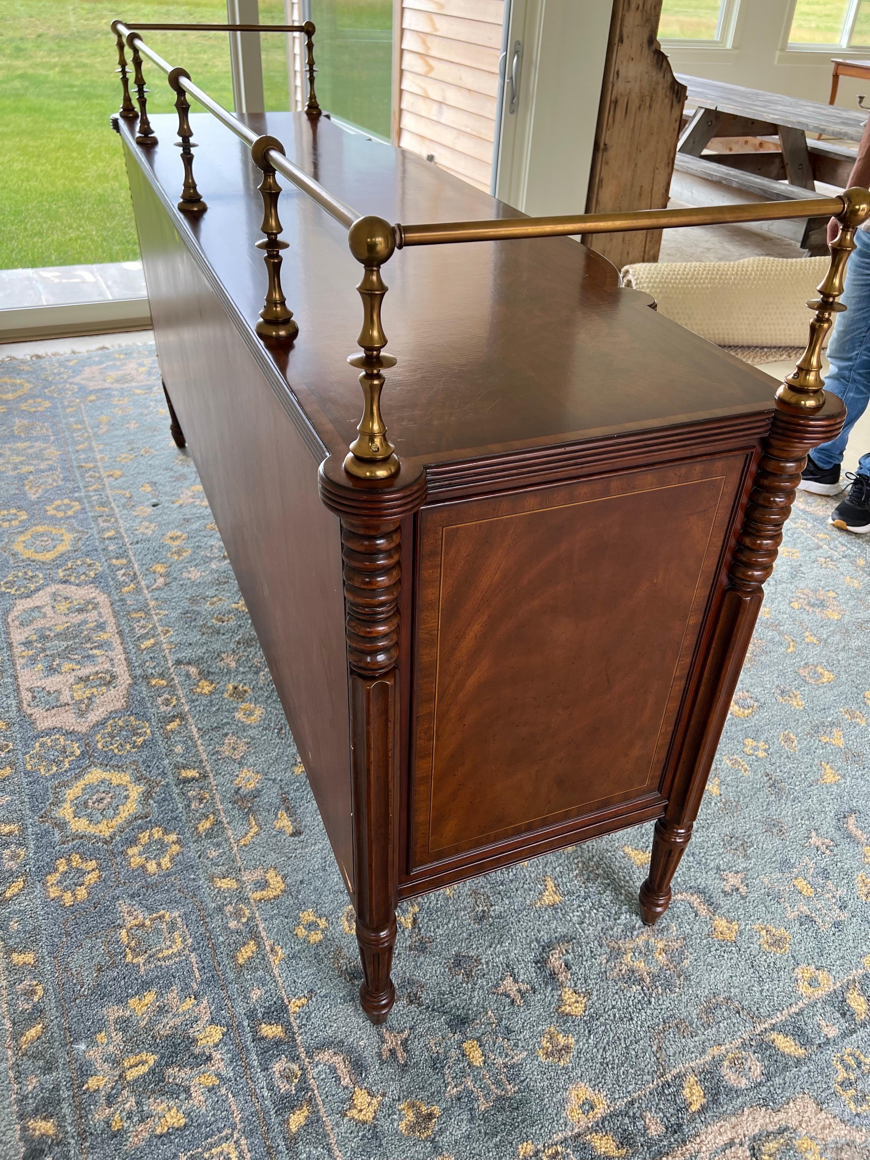 Maitland-Smith Mahogany Sideboard with Brass Gallery Rail, 20th Century For Sale 4