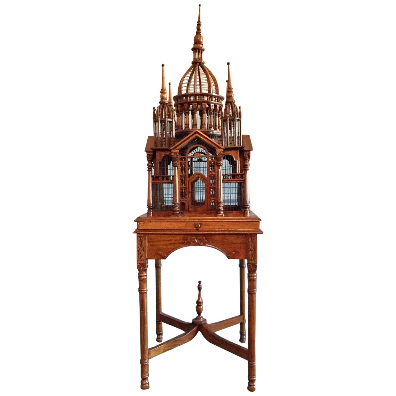 Maitland Smith Mahogany Victorian Bird Cage