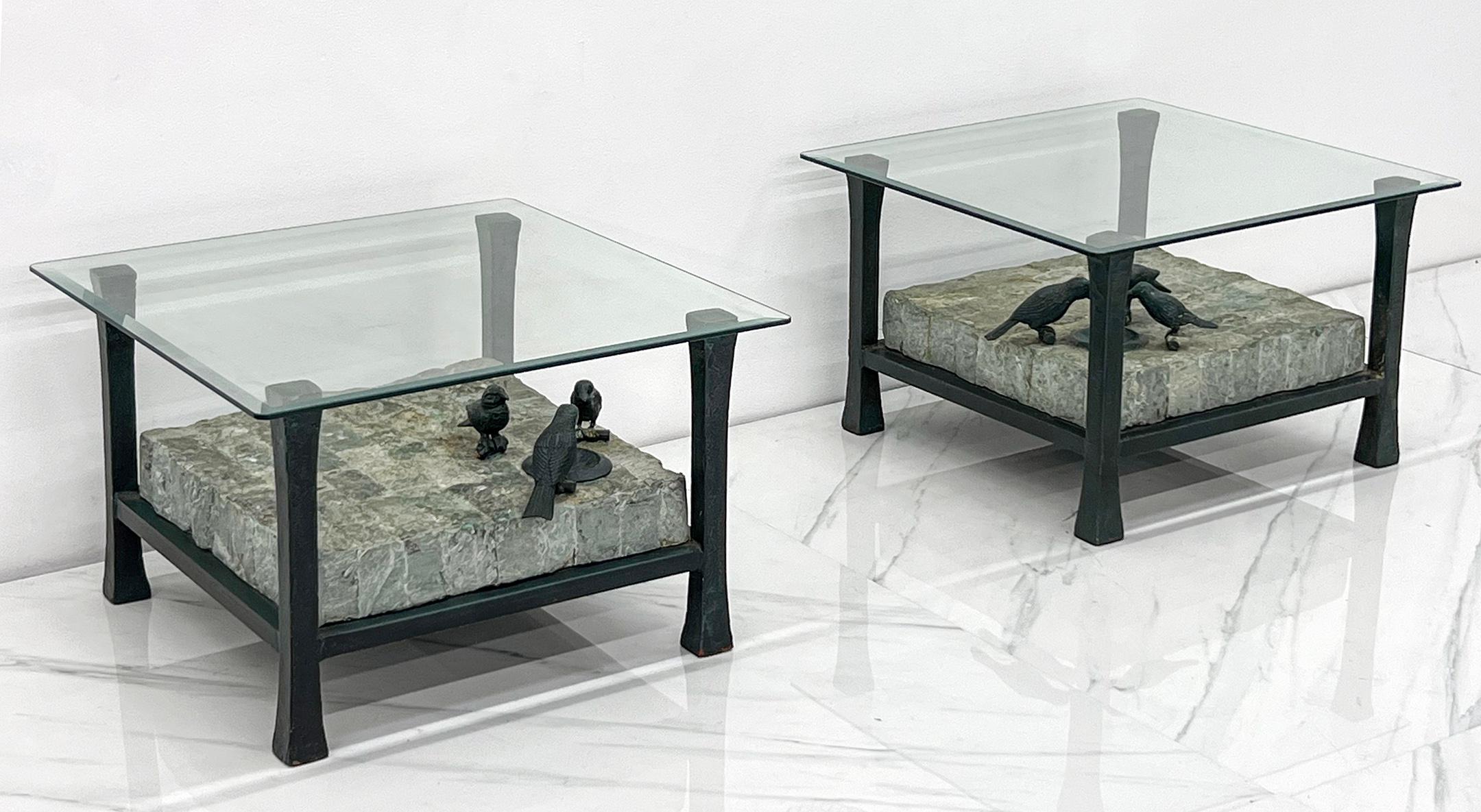 Maitland Smith Marble and Bronze Sculptural Side / Accent Tables, a Pair In Good Condition For Sale In Culver City, CA