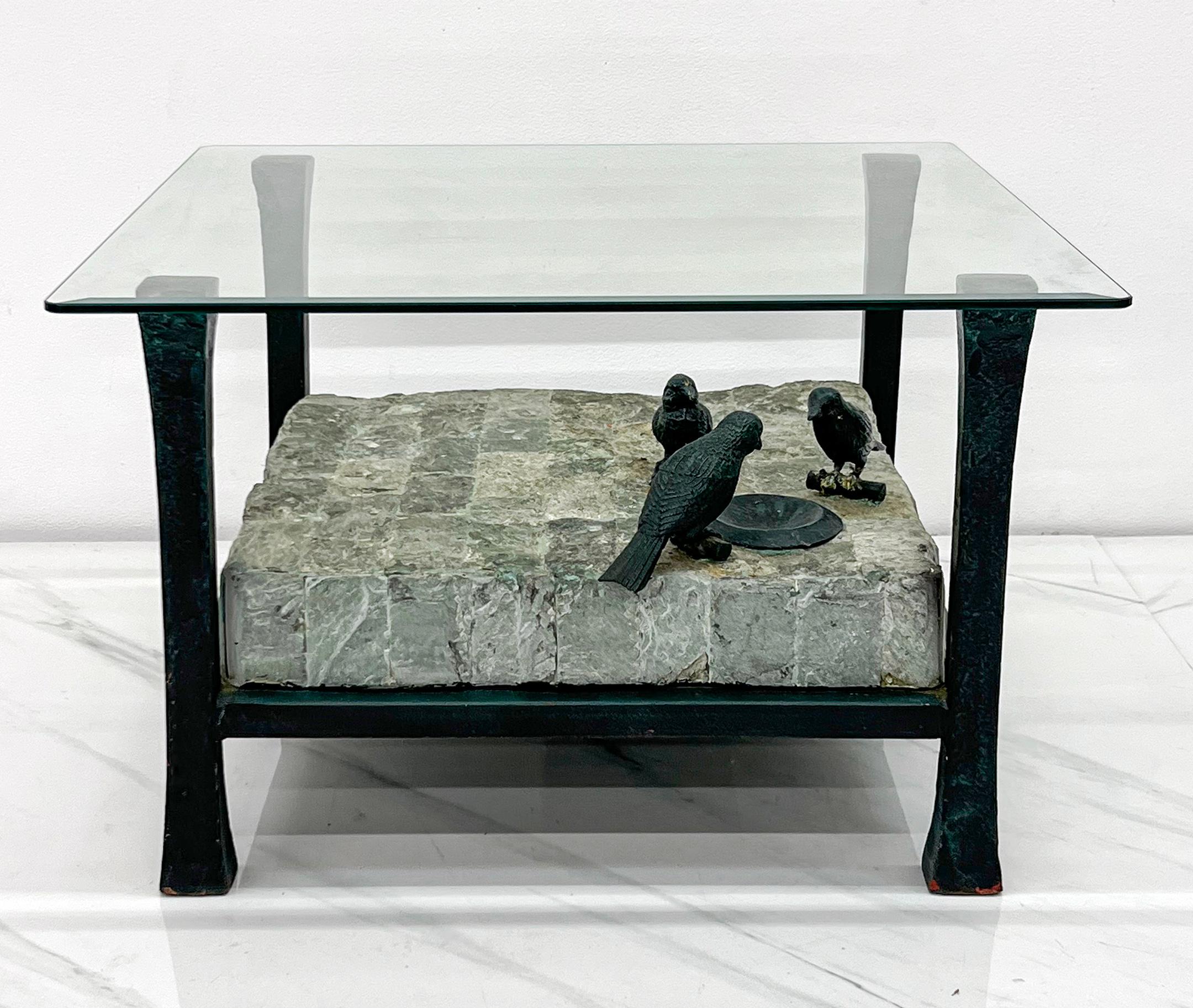 Paire de tables d'appoint sculpturales d'appoint Maitland Smith en marbre et bronze en vente 2