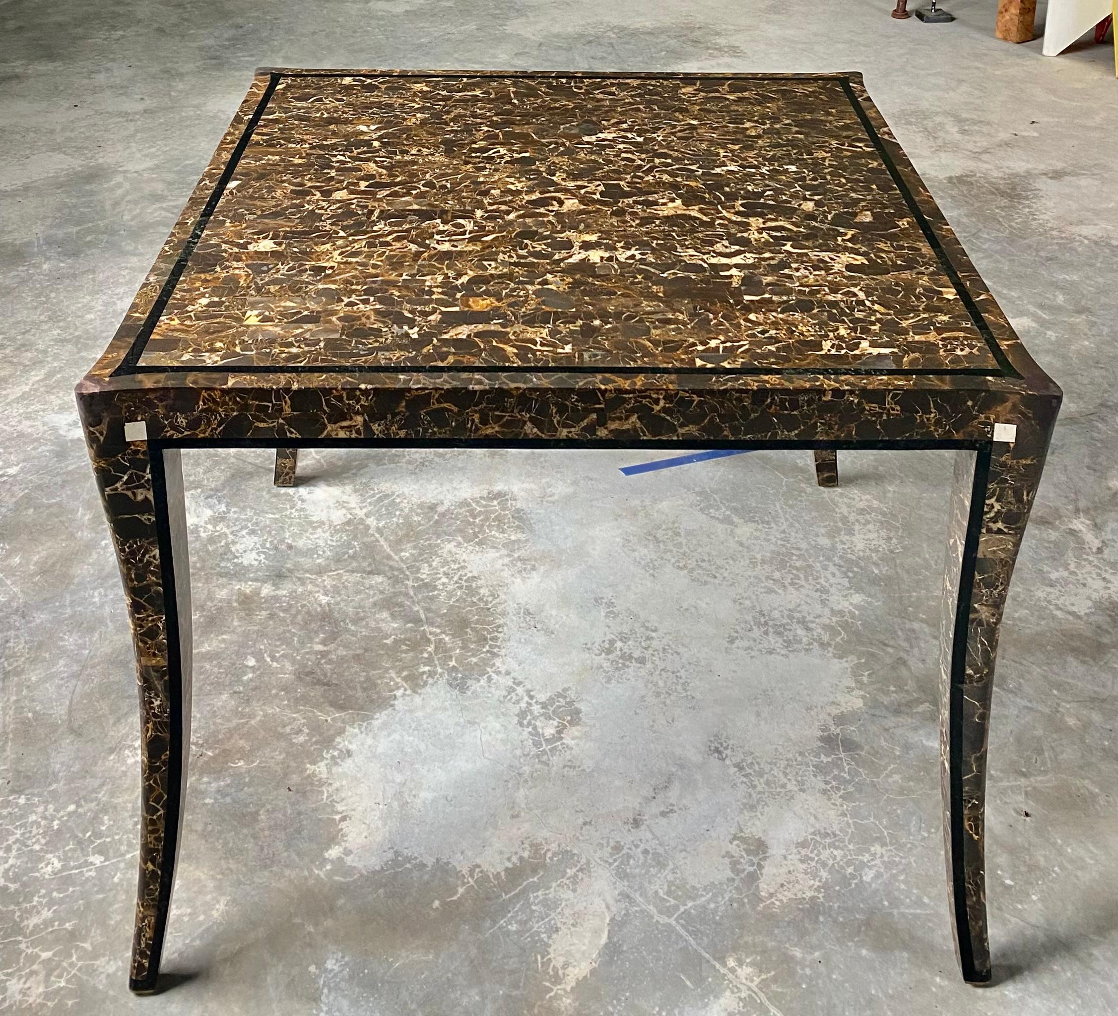 Post-Modern Maitland Smith Marble Game Table For Sale