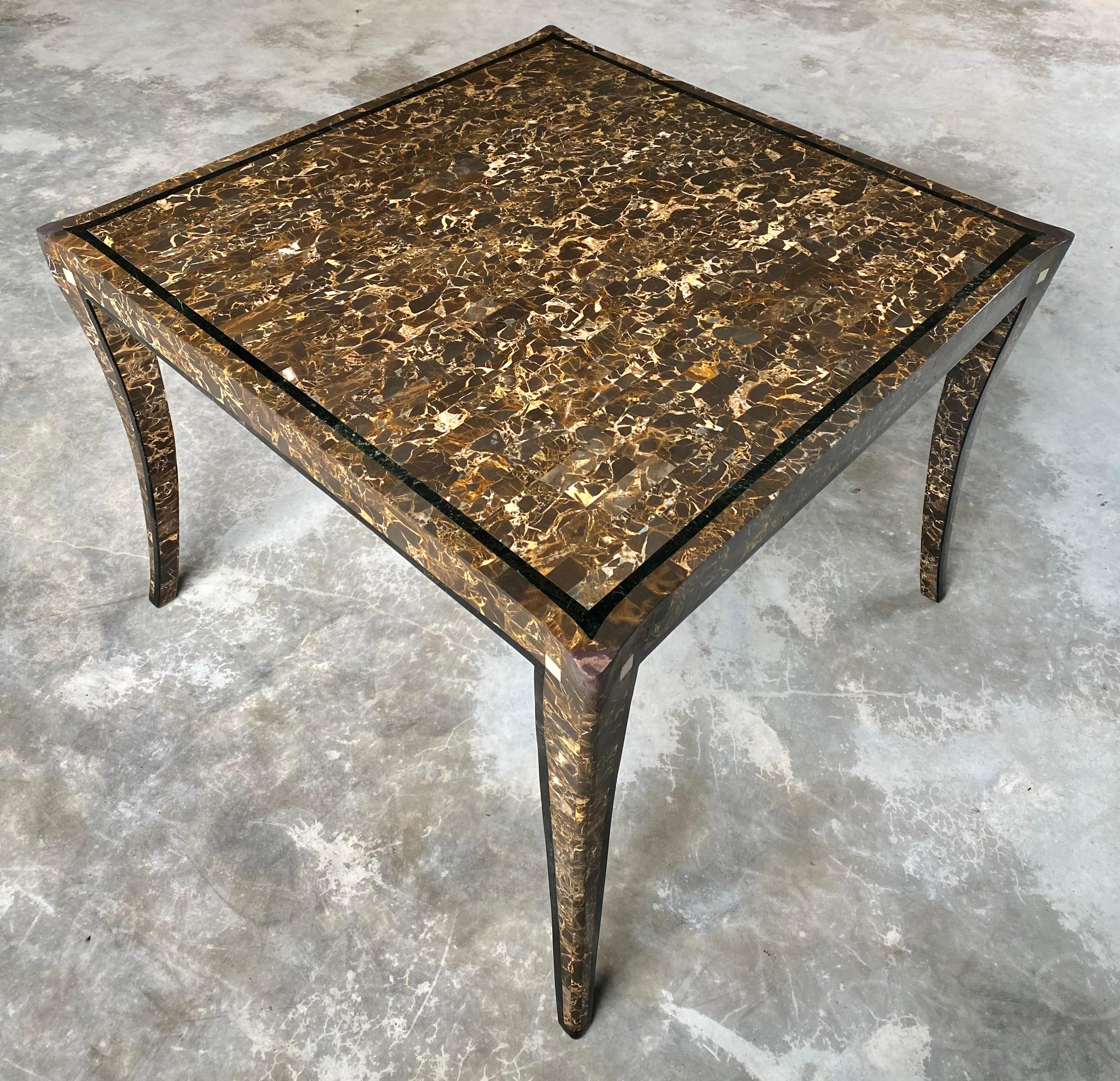 Philippine Maitland Smith Marble Game Table For Sale