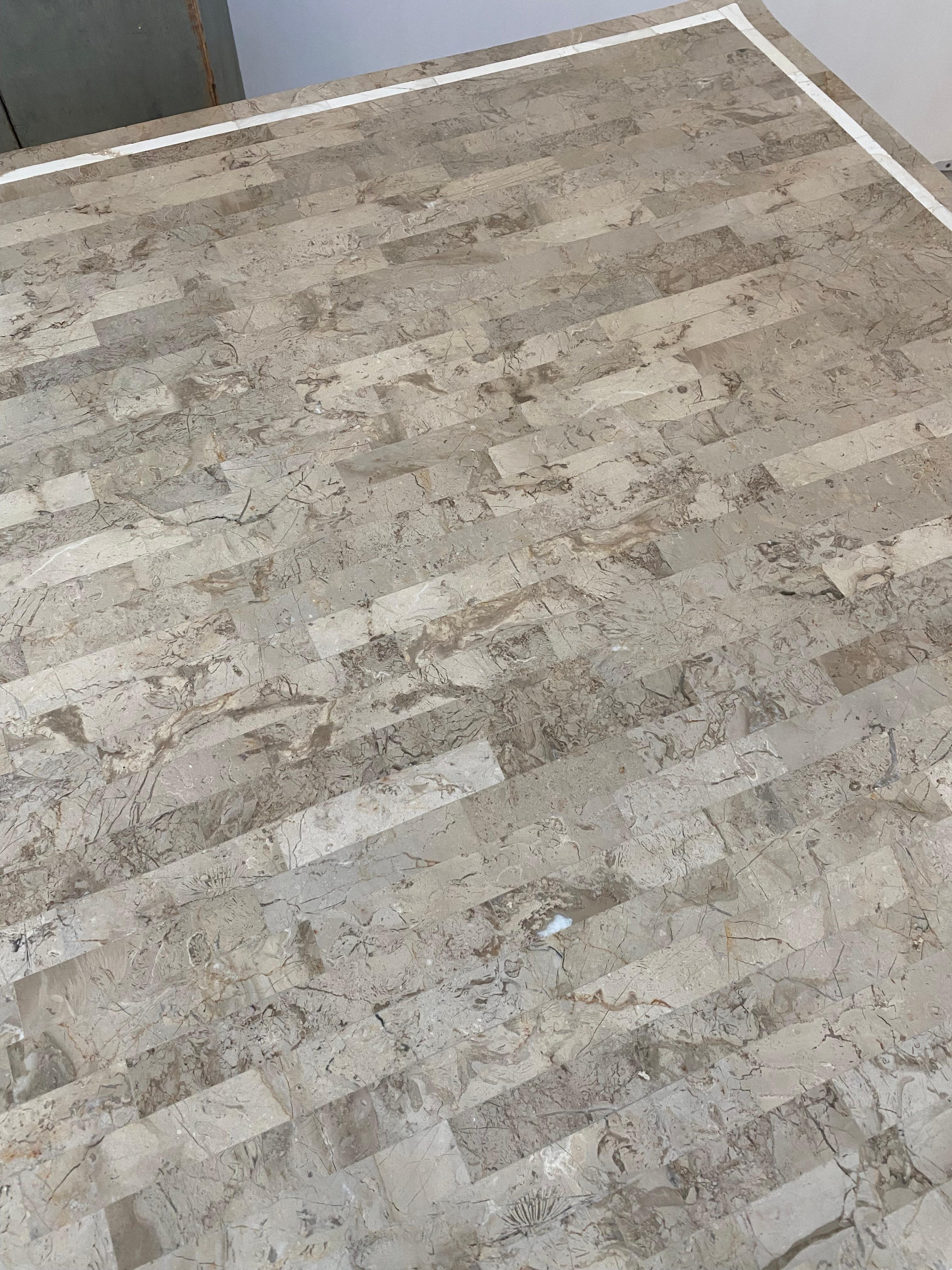 Brass Maitland Smith Marble Game Table For Sale