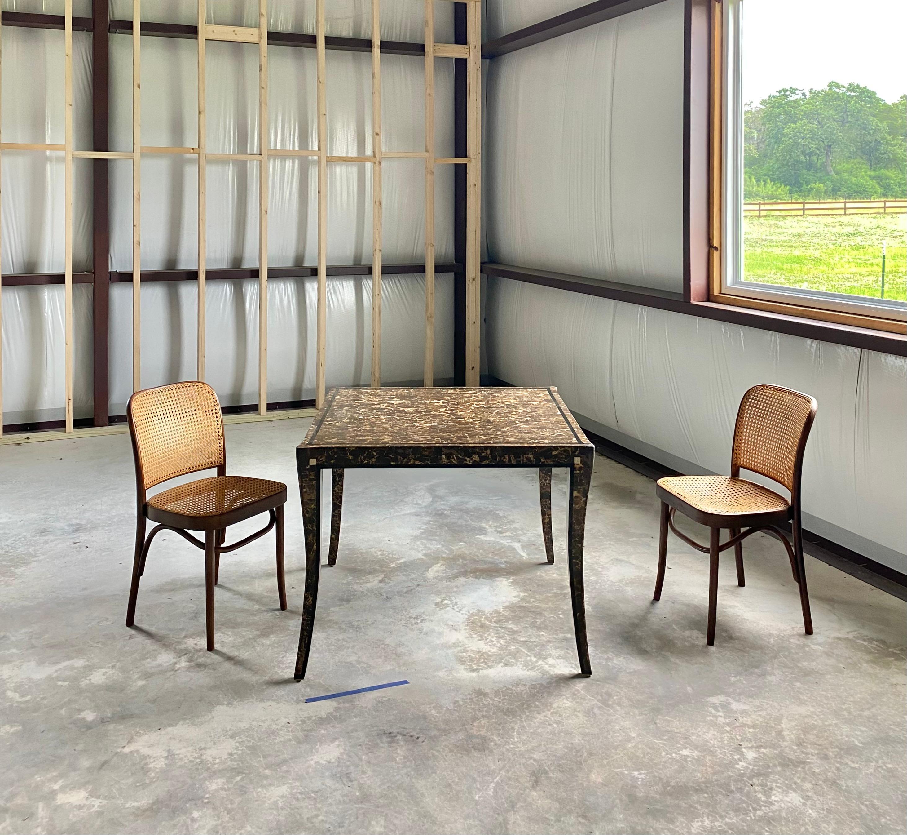 Brass Maitland Smith Marble Game Table For Sale