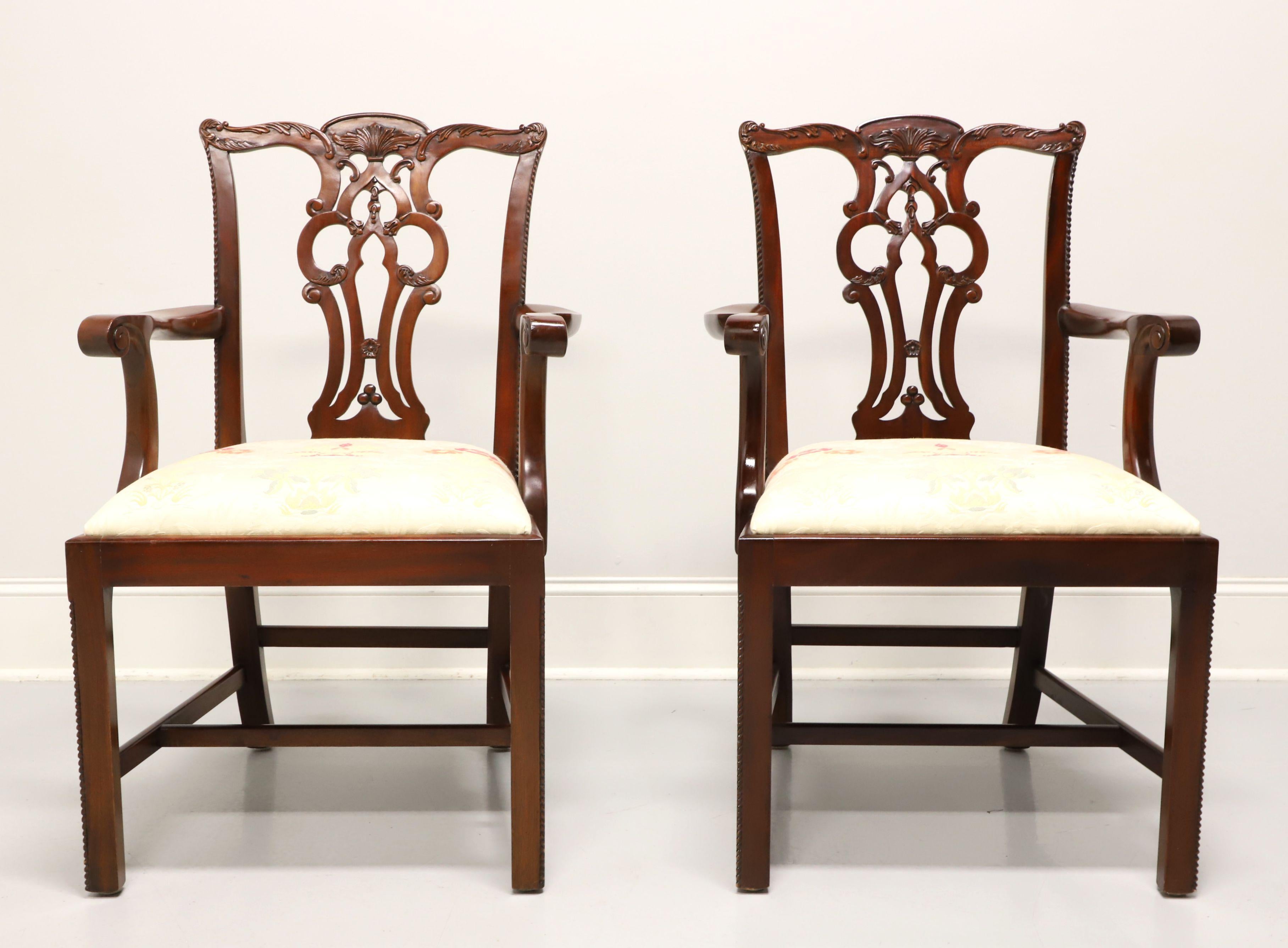 Chippendale MAITLAND SMITH Massachusetts Mahogany Straight Leg Dining Armchairs - Pair