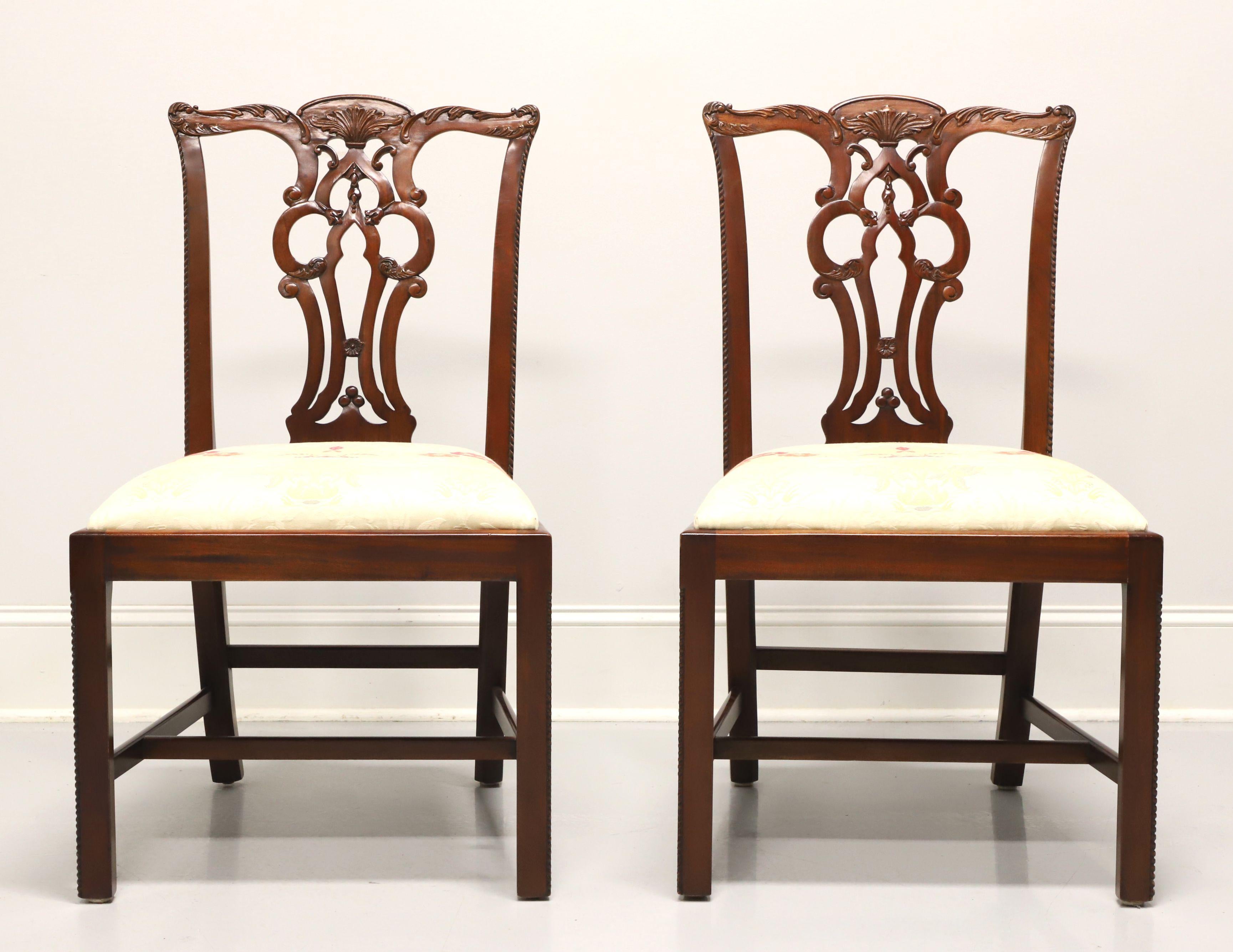 Chippendale MAITLAND SMITH Massachusetts Mahogany Straight Leg Dining Side Chairs - Pair A