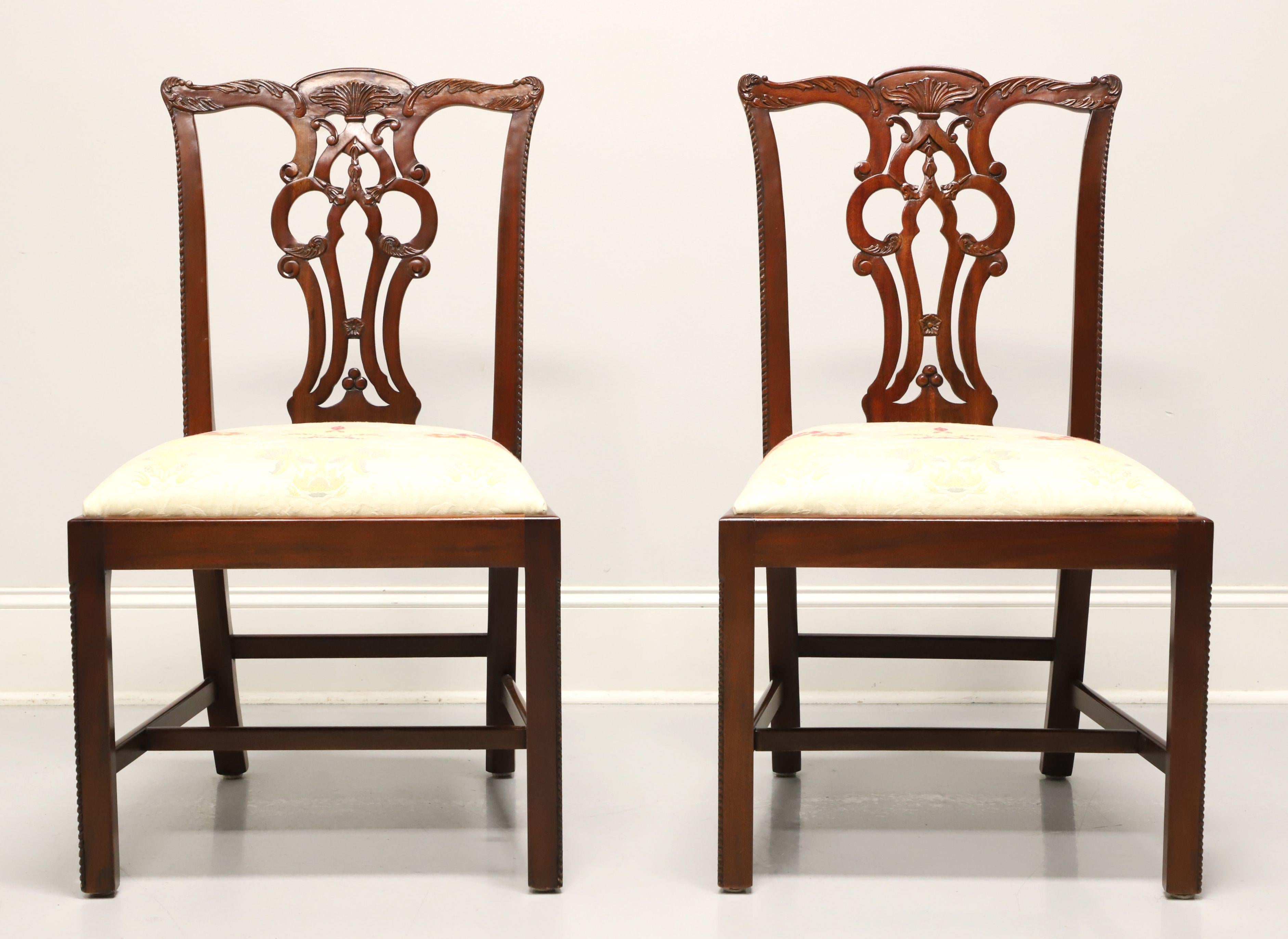 Chippendale MAITLAND SMITH Massachusetts Mahogany Straight Leg Dining Side Chairs - Pair C