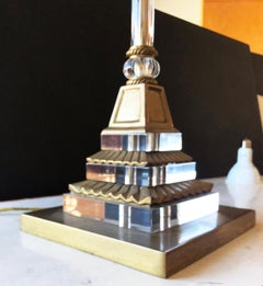 Maitland-Smith Mid-Century Modern Neo Classical Leaded Glass Column Floor Lamp