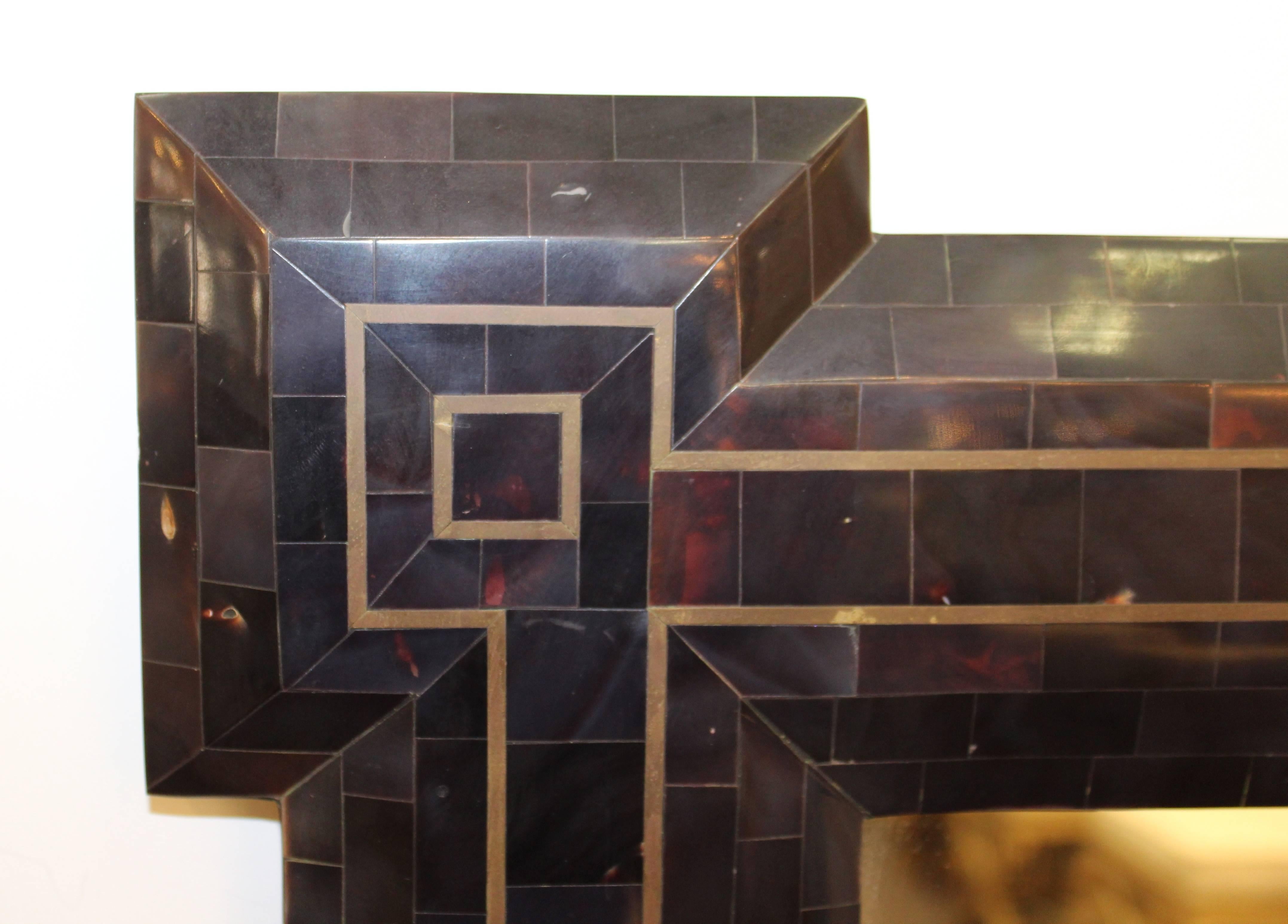 Maitland-Smith Mid-Century Modern Tessellated Black Wall Mirror 1