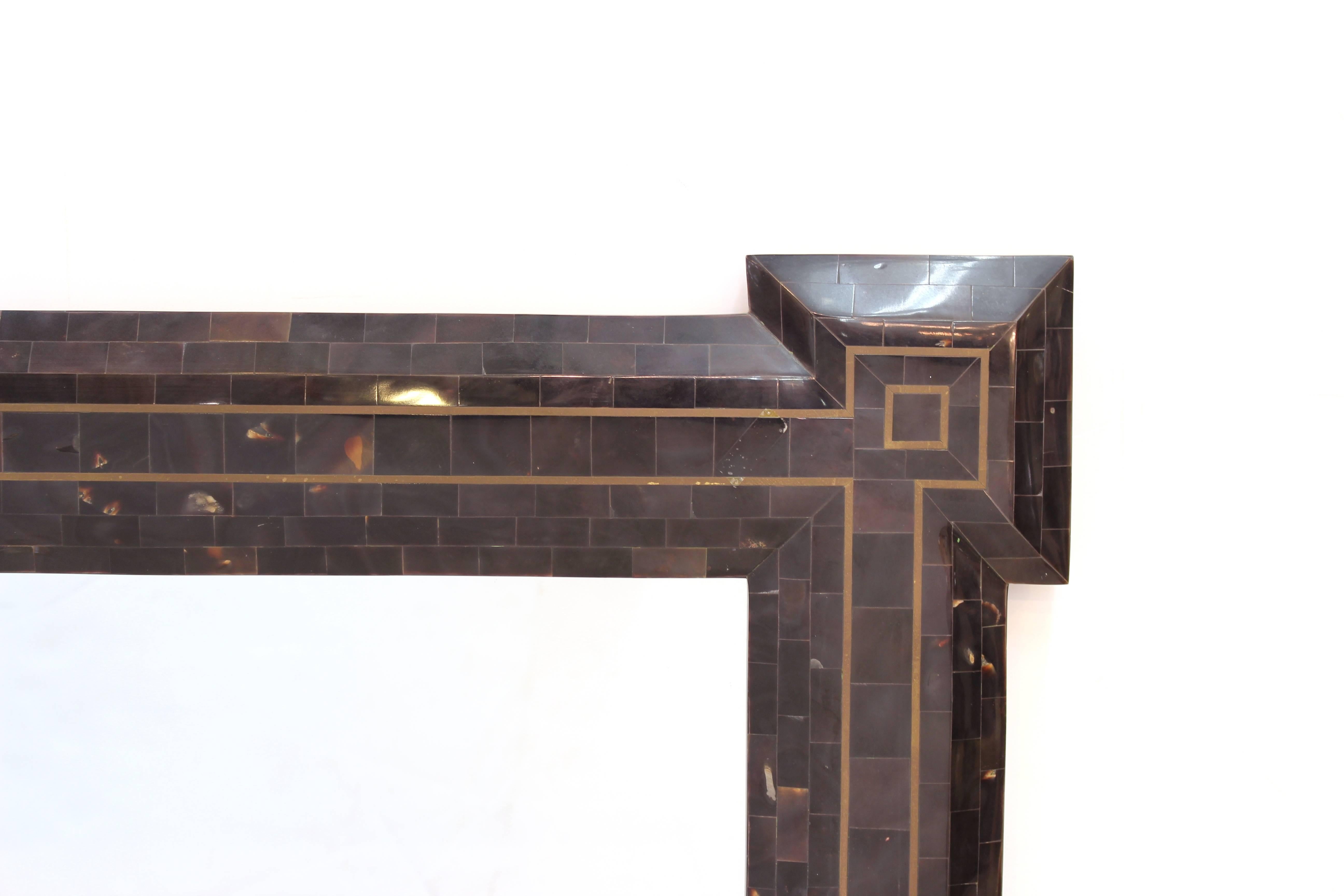Maitland-Smith Mid-Century Modern Tessellated Black Wall Mirror 3