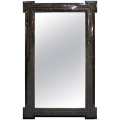 Maitland-Smith Mid-Century Modern Tessellated Black Wall Mirror