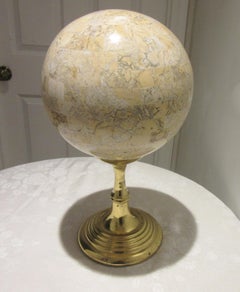 Maitland-Smith Mid-Century Modern Travertine Tessellated Sphere on Brass Stand