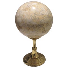 Maitland-Smith Mid-Century Modern Travertine Tessellated Sphere on Brass Stand