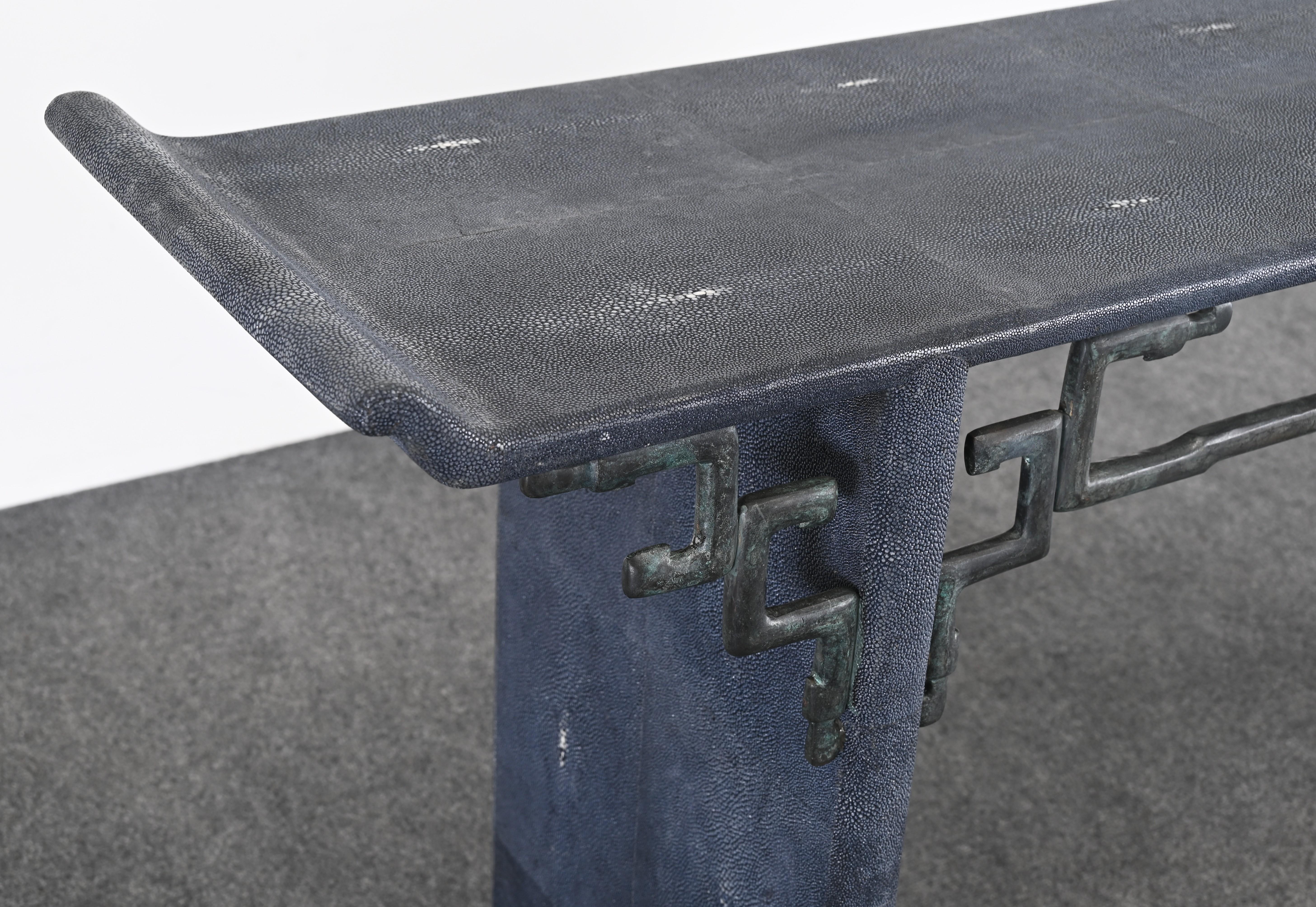 Maitland Smith Modern Altar or Console Table in Faux Shagreen, 20th Century For Sale 7