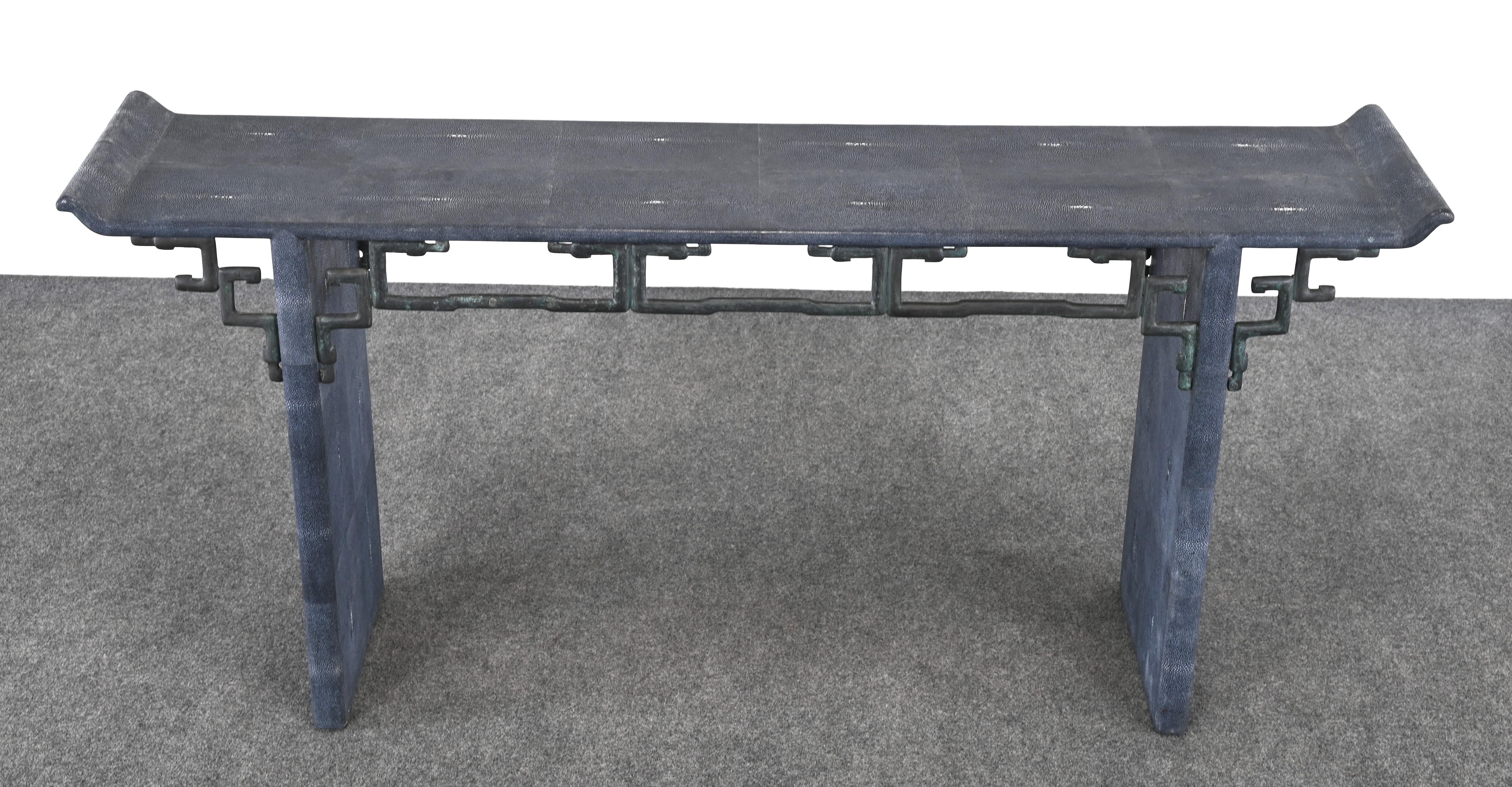 Maitland Smith Modern Altar or Console Table in Faux Shagreen, 20th Century For Sale 10