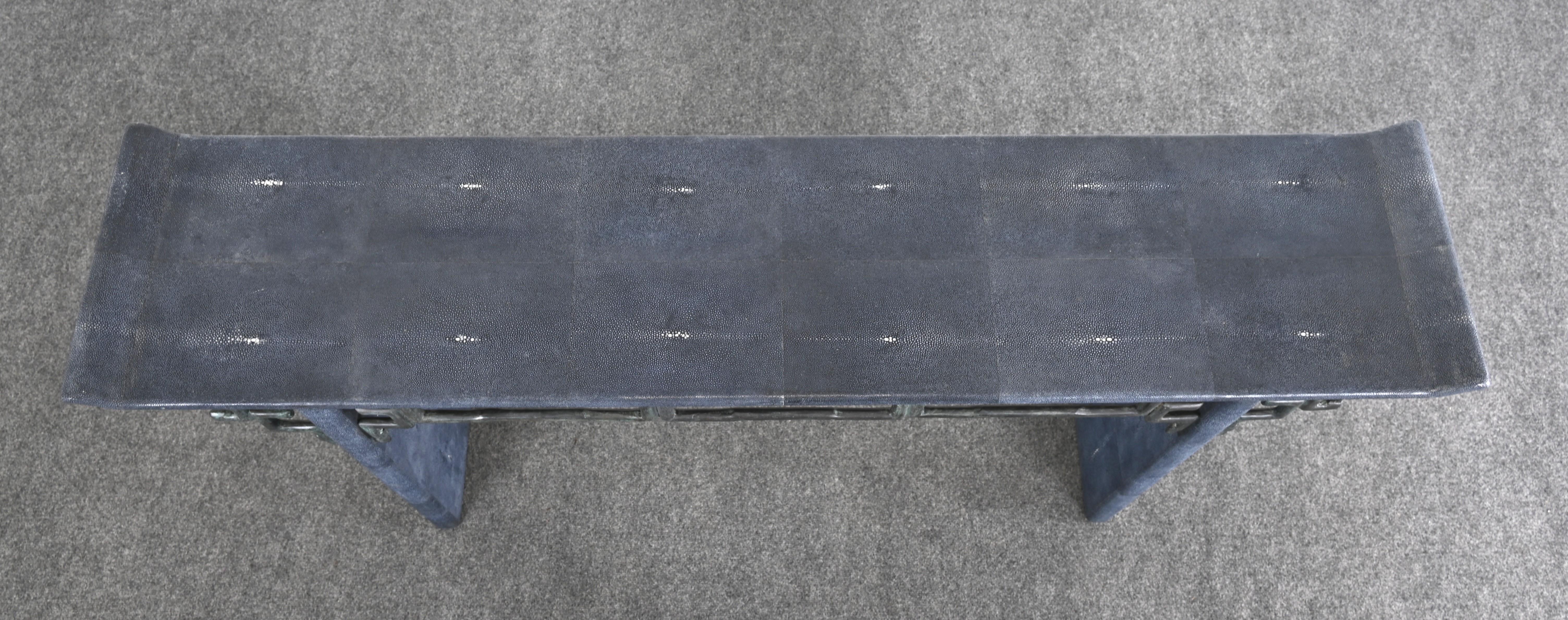 Maitland Smith Modern Altar or Console Table in Faux Shagreen, 20th Century For Sale 1