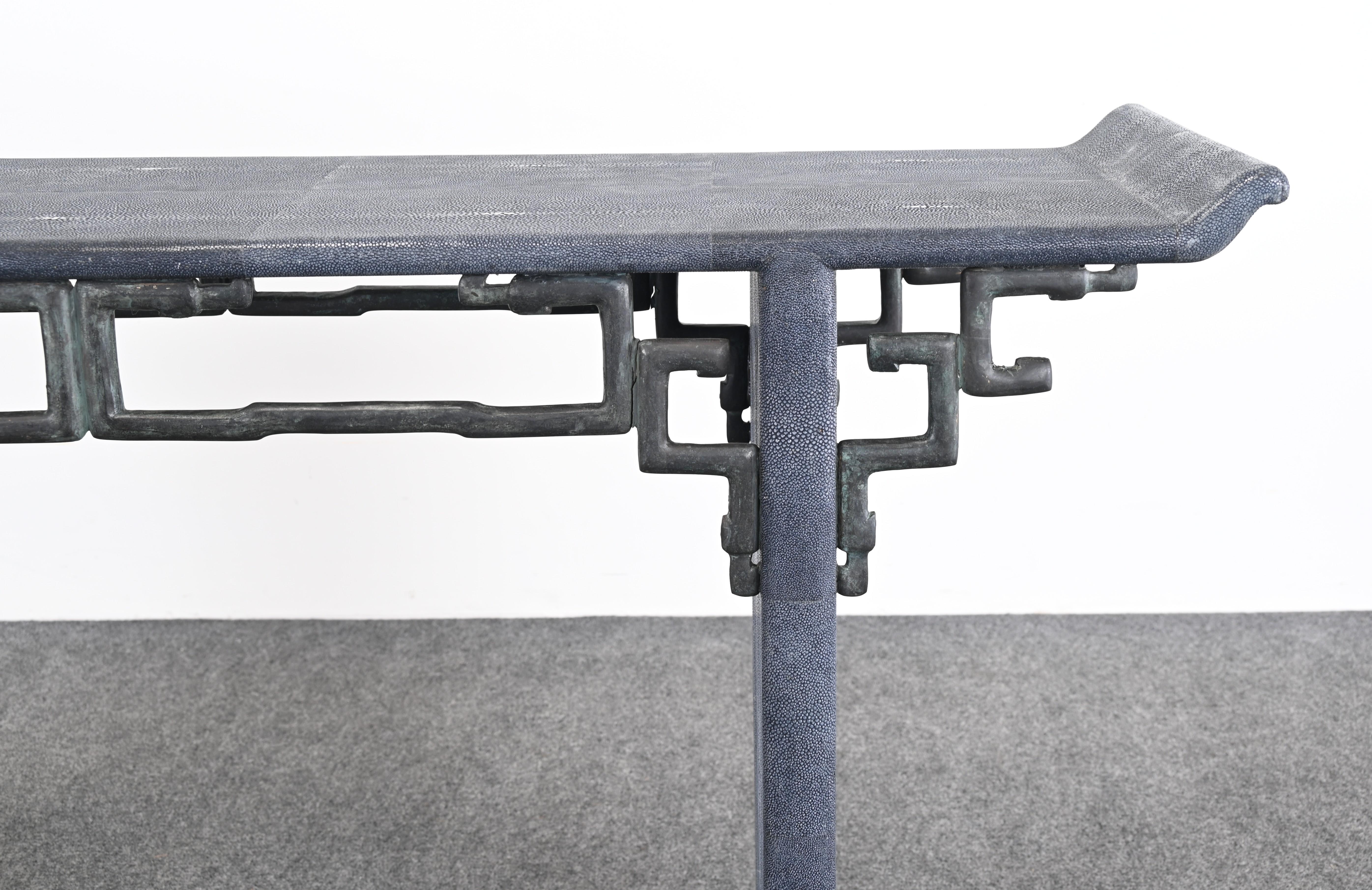 Maitland Smith Modern Altar or Console Table in Faux Shagreen, 20th Century For Sale 2