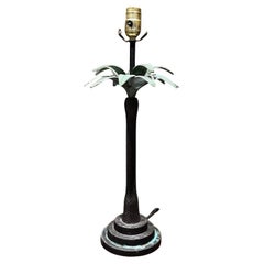 Maitland Smith Modern Faux Bronze Palm Tree Table Lamp 