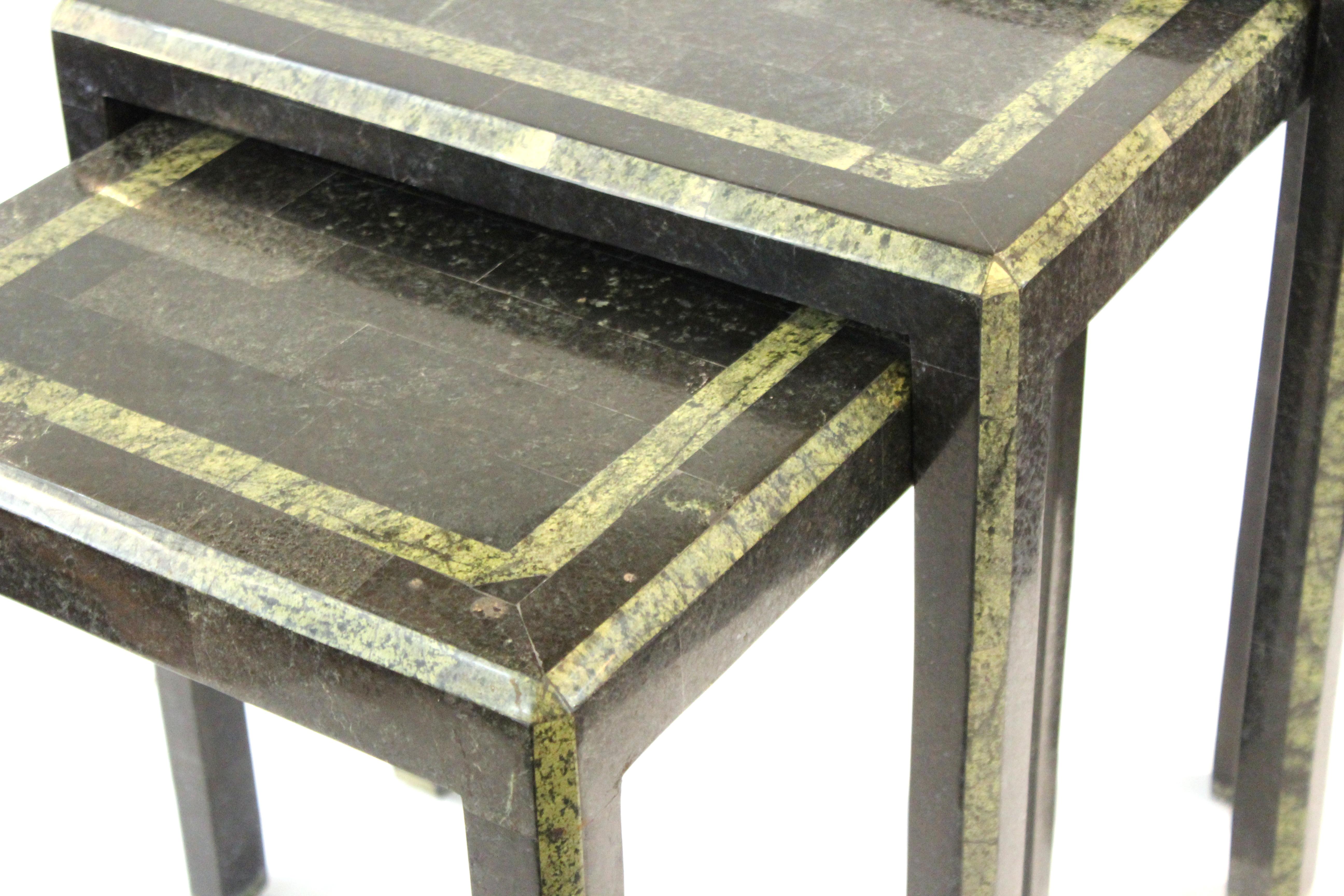 20th Century Maitland-Smith Modern Nesting Tables in Tessellated Stone