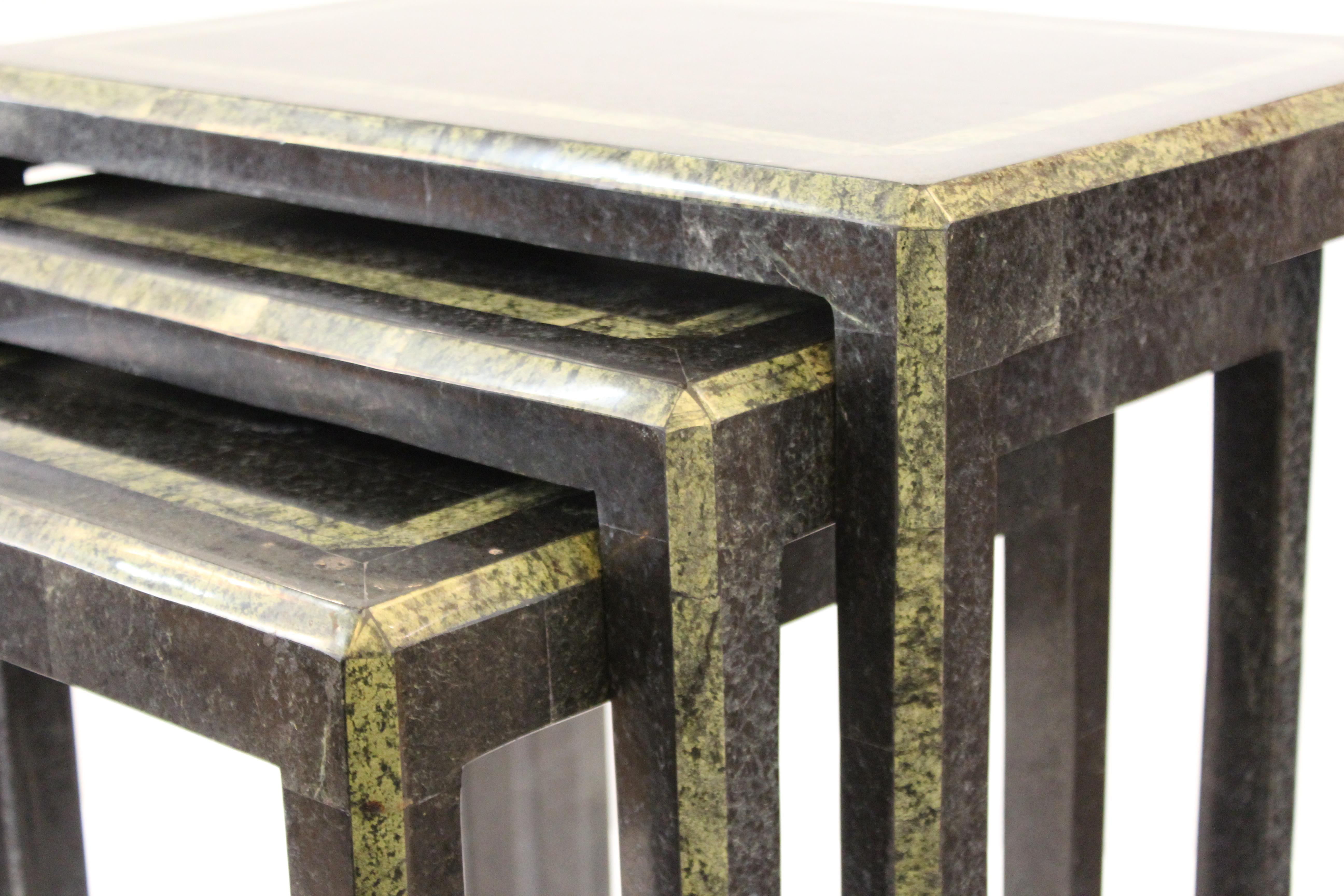 Maitland-Smith Modern Nesting Tables in Tessellated Stone 2