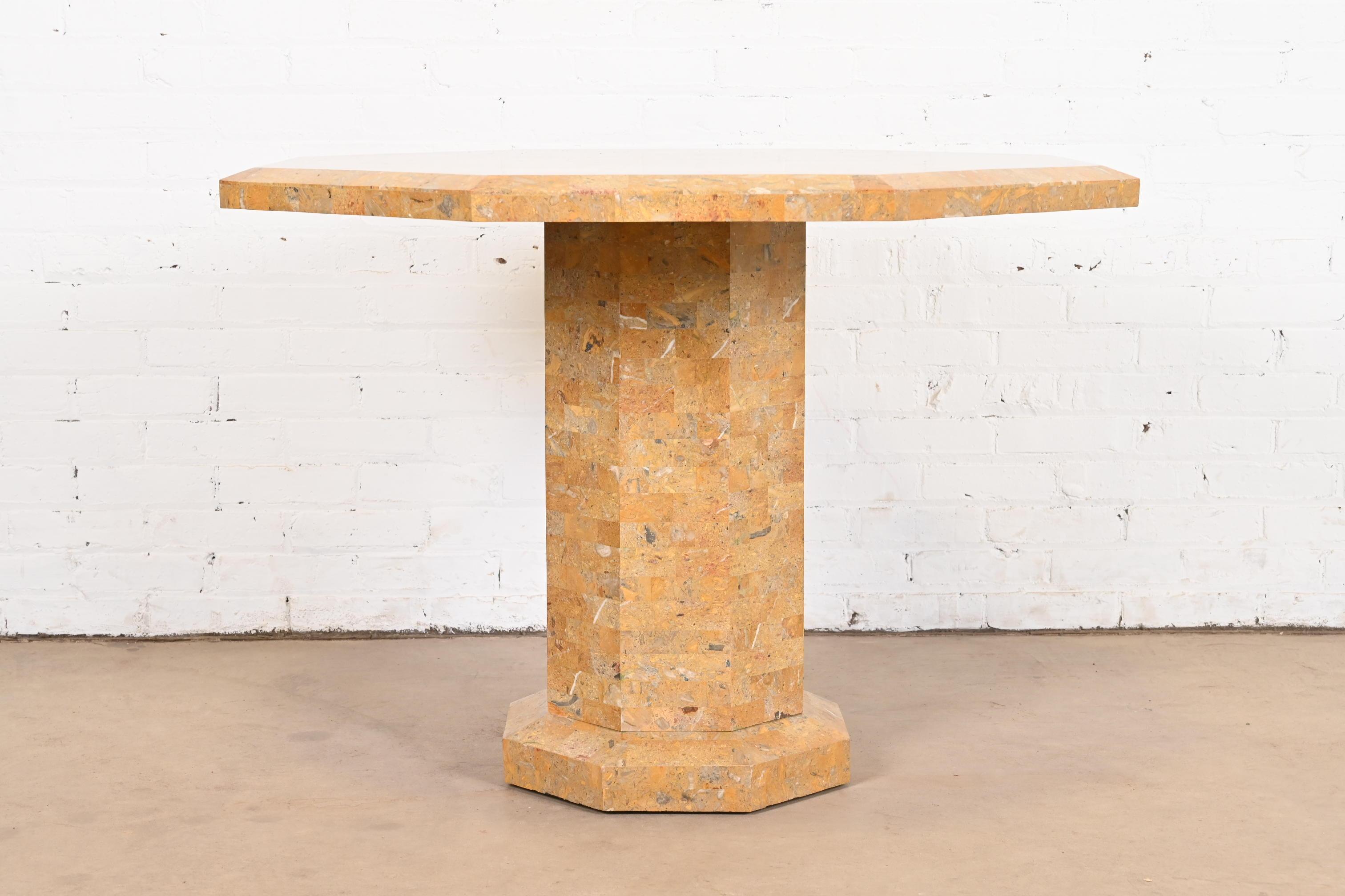Table de salle à manger ou table centrale Maitland Smith moderne à piédestal en marbre tessellé en vente 5