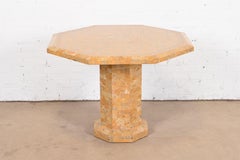 Maitland Smith Modern Tessellated Marble Pedestal Dining Table or Center Table
