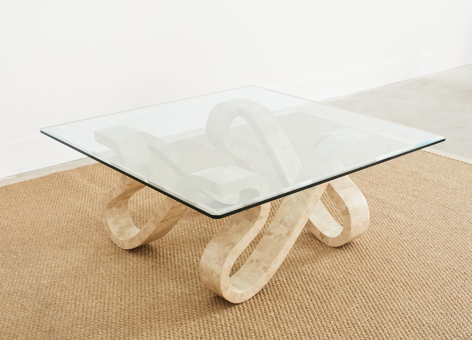 Maitland Smith Modernist Sculptural Tessellated Stone Cocktail Table In Good Condition In Rio Vista, CA