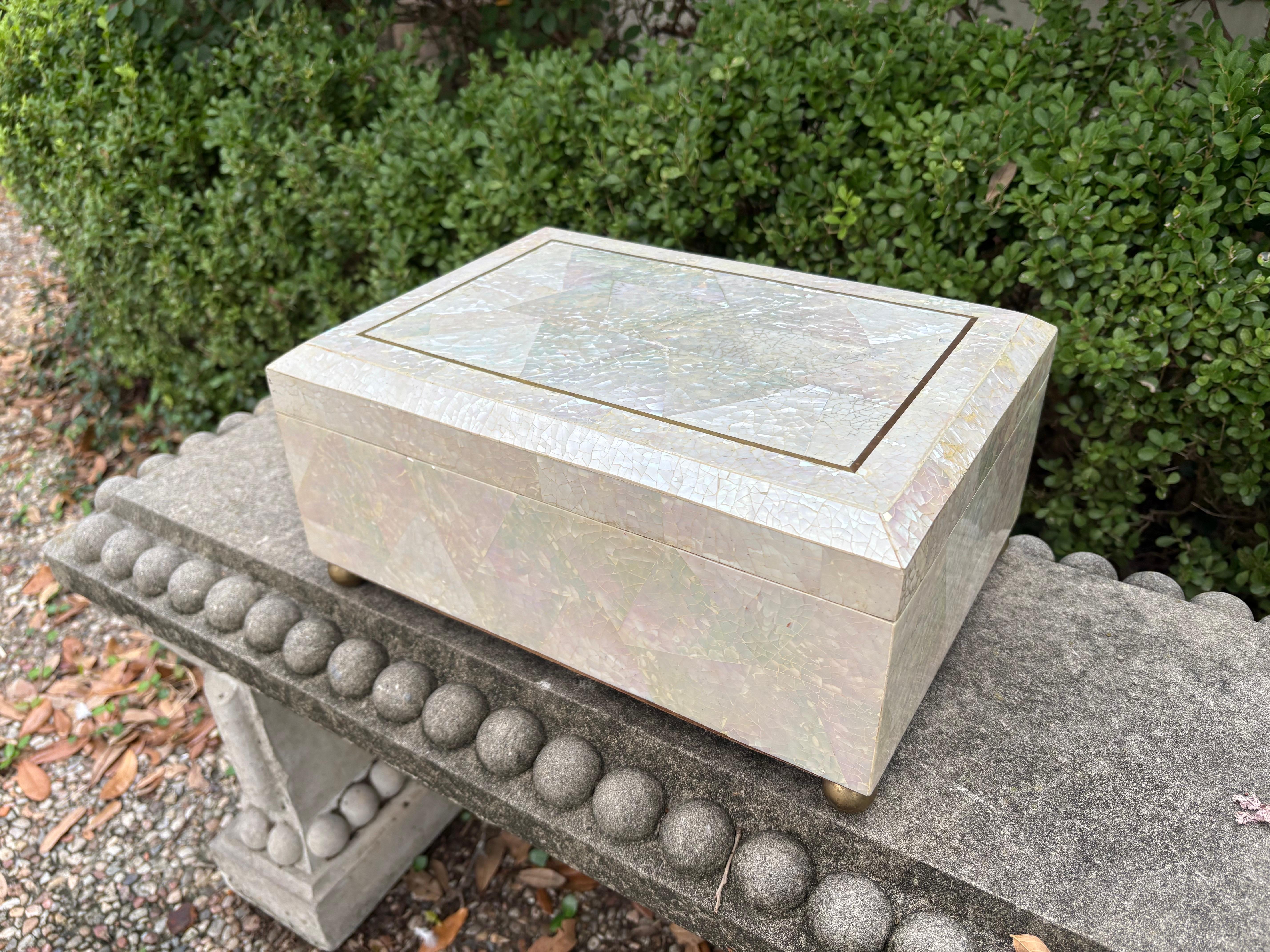 Post-Modern Maitland Smith Mother Of Pearl Box For Sale
