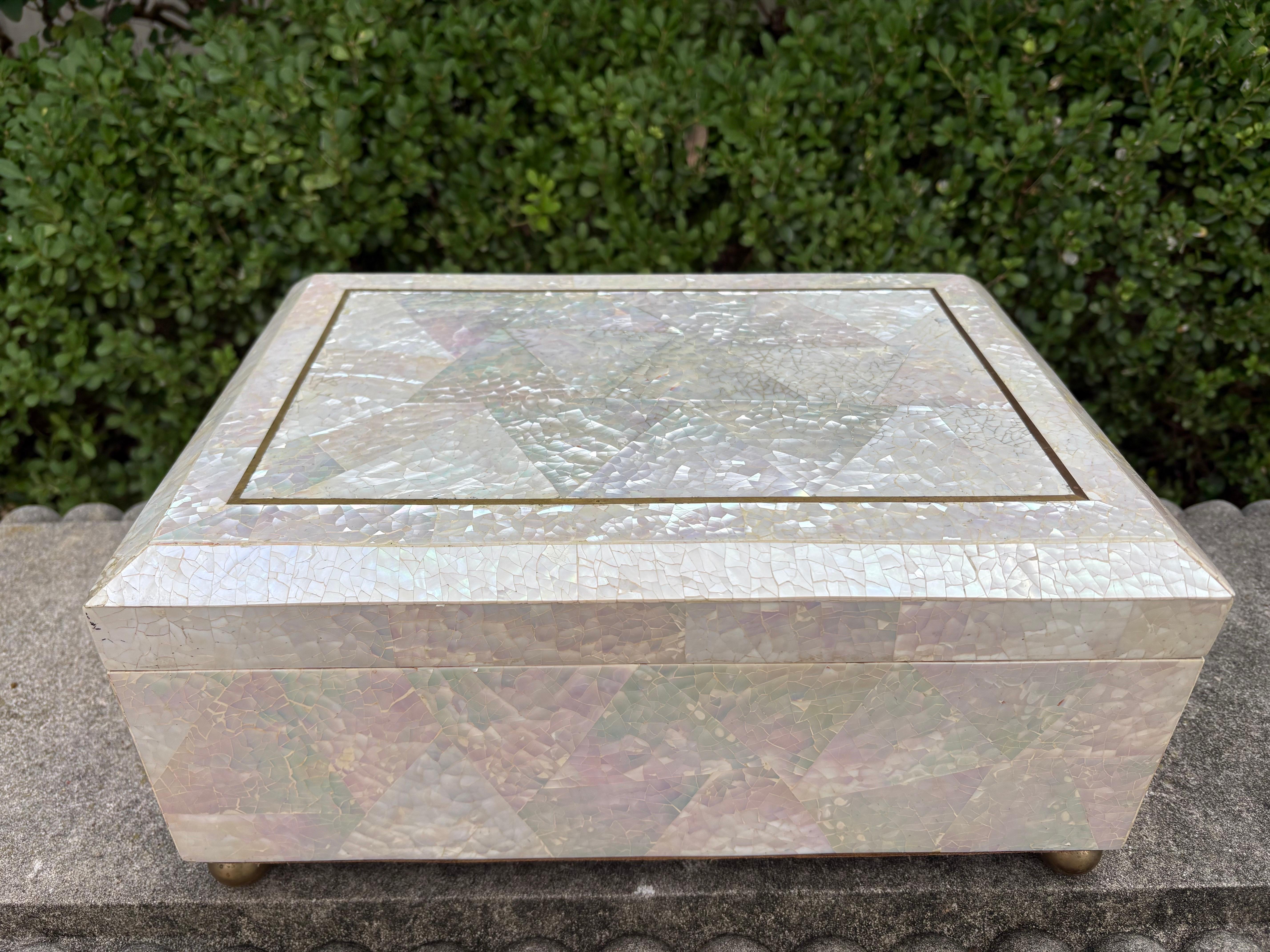 Philippine Maitland Smith Mother Of Pearl Box For Sale