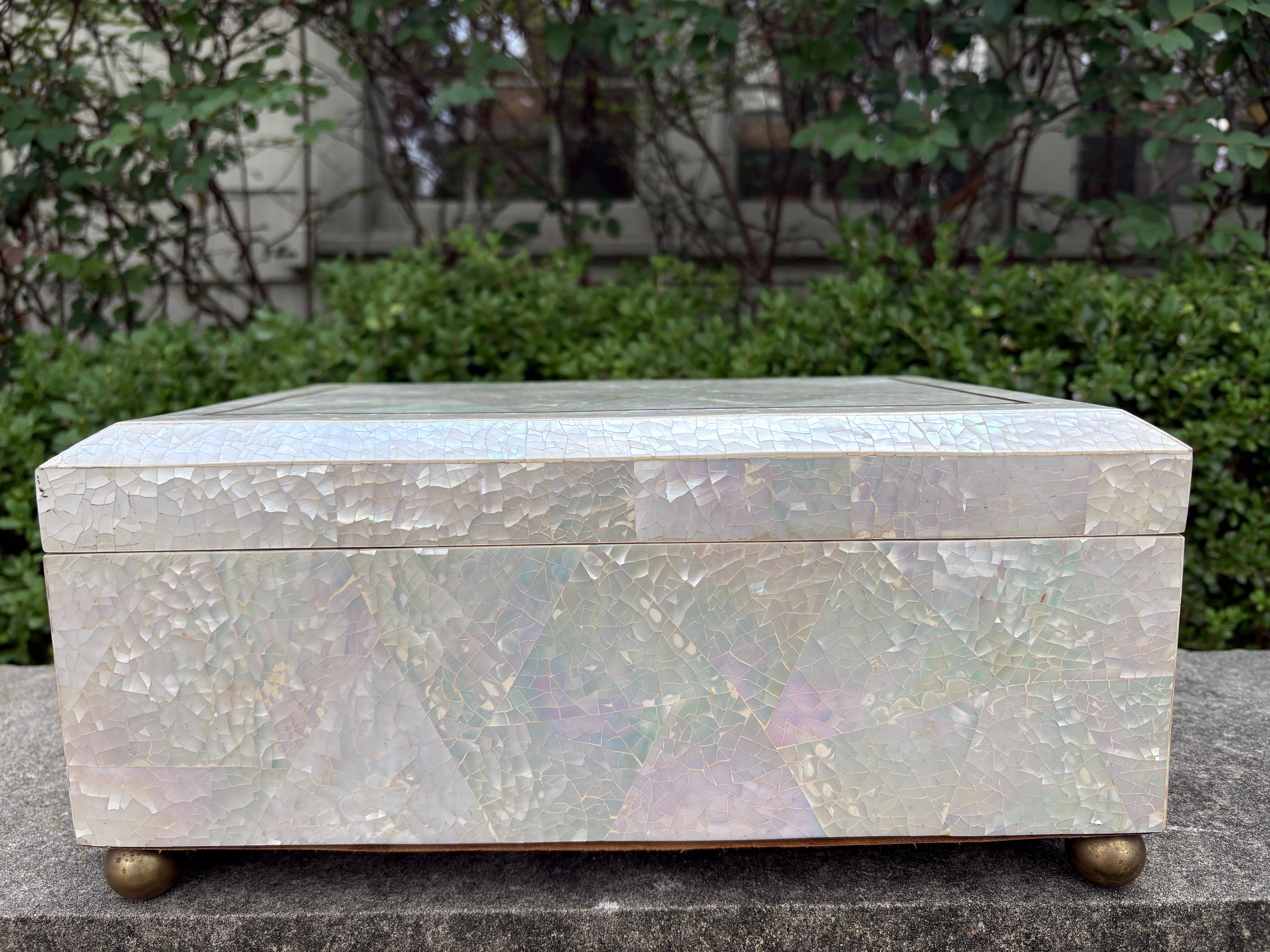Maitland Smith Mother Of Pearl Box In Good Condition For Sale In Houston, TX