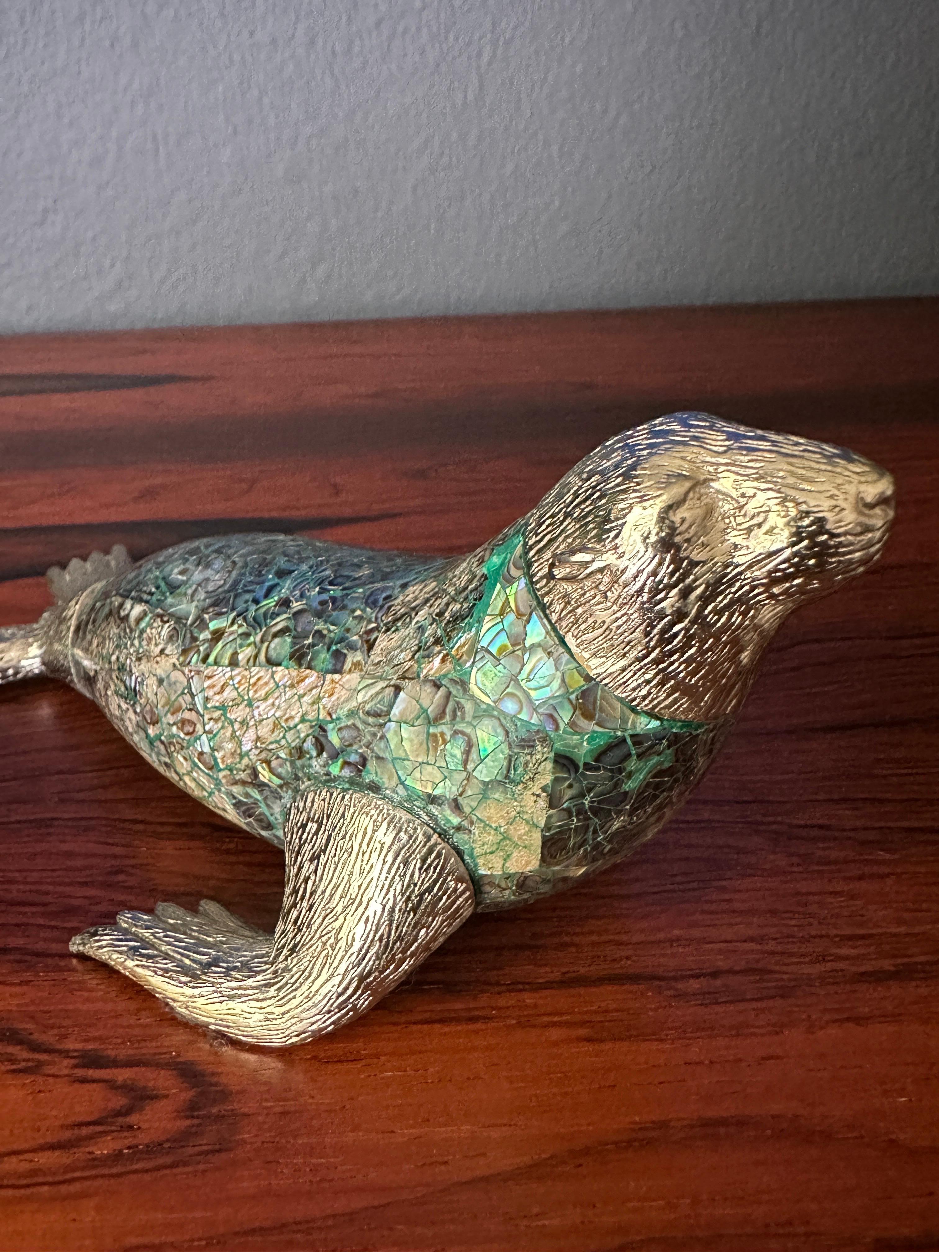 Maitland Smith Mother of Pearl Seal and Walrus Sculpture 2