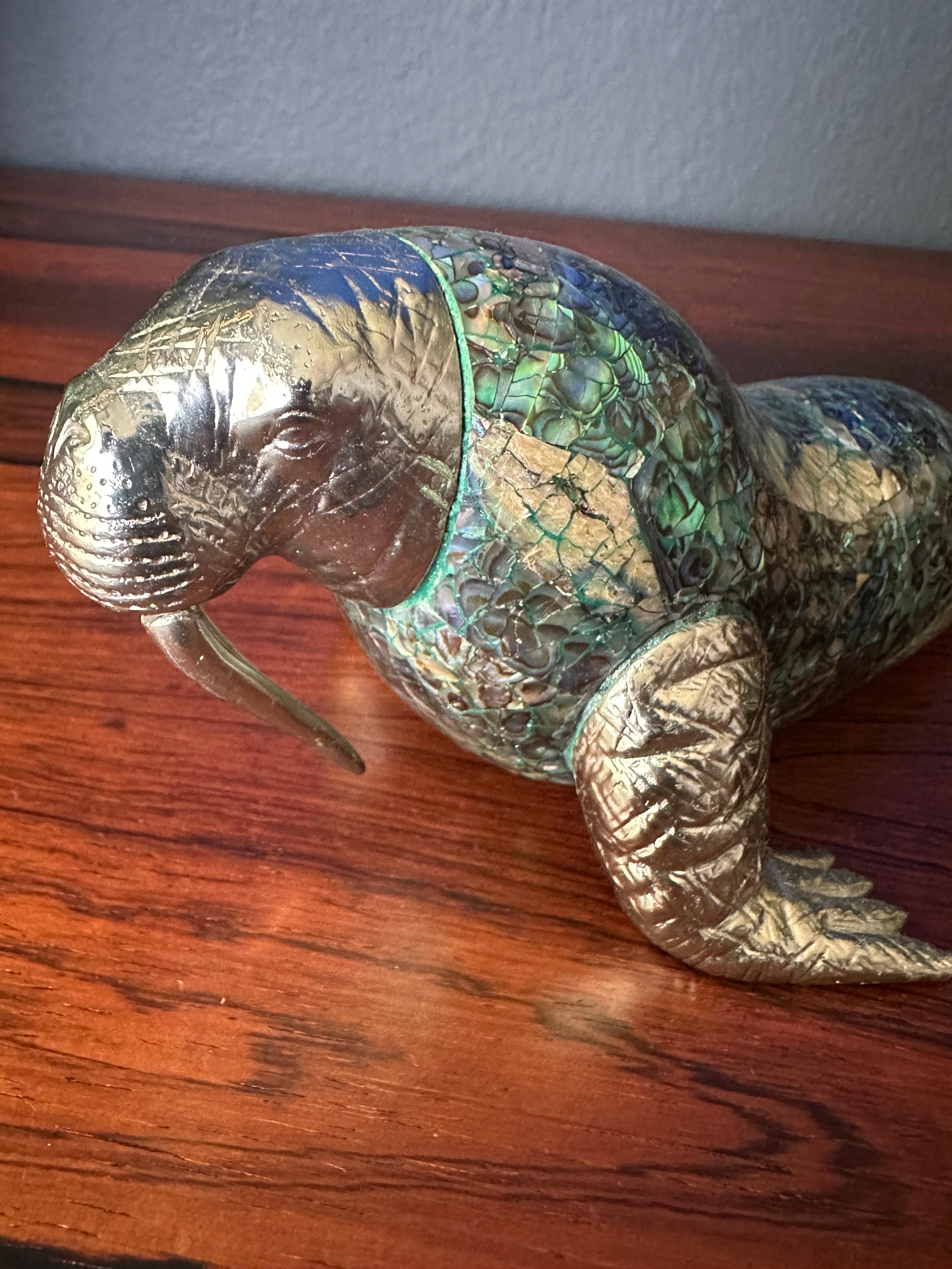 Maitland Smith Mother of Pearl Seal and Walrus Sculpture 5