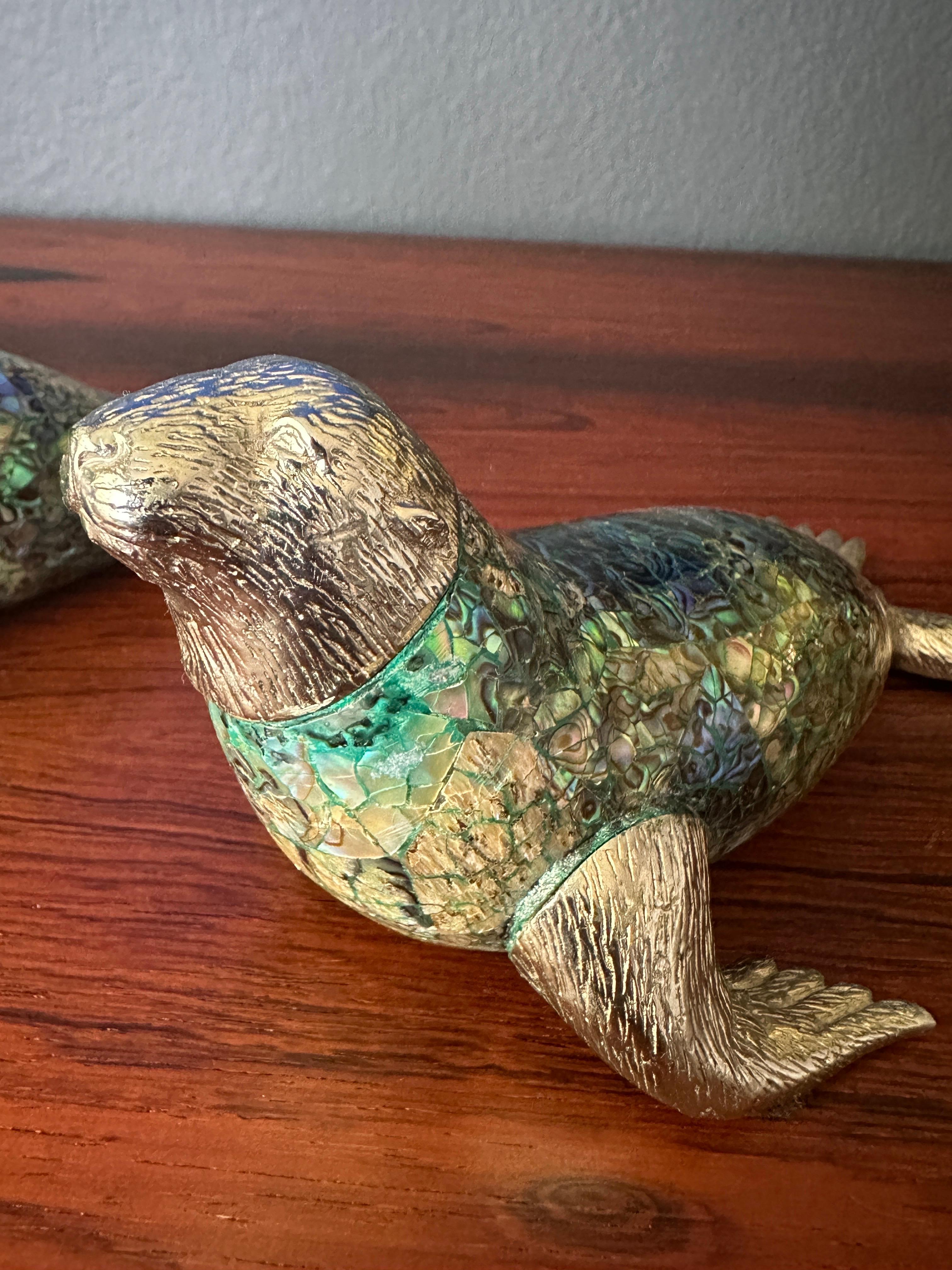 Maitland Smith Mother of Pearl Seal and Walrus Sculpture 6