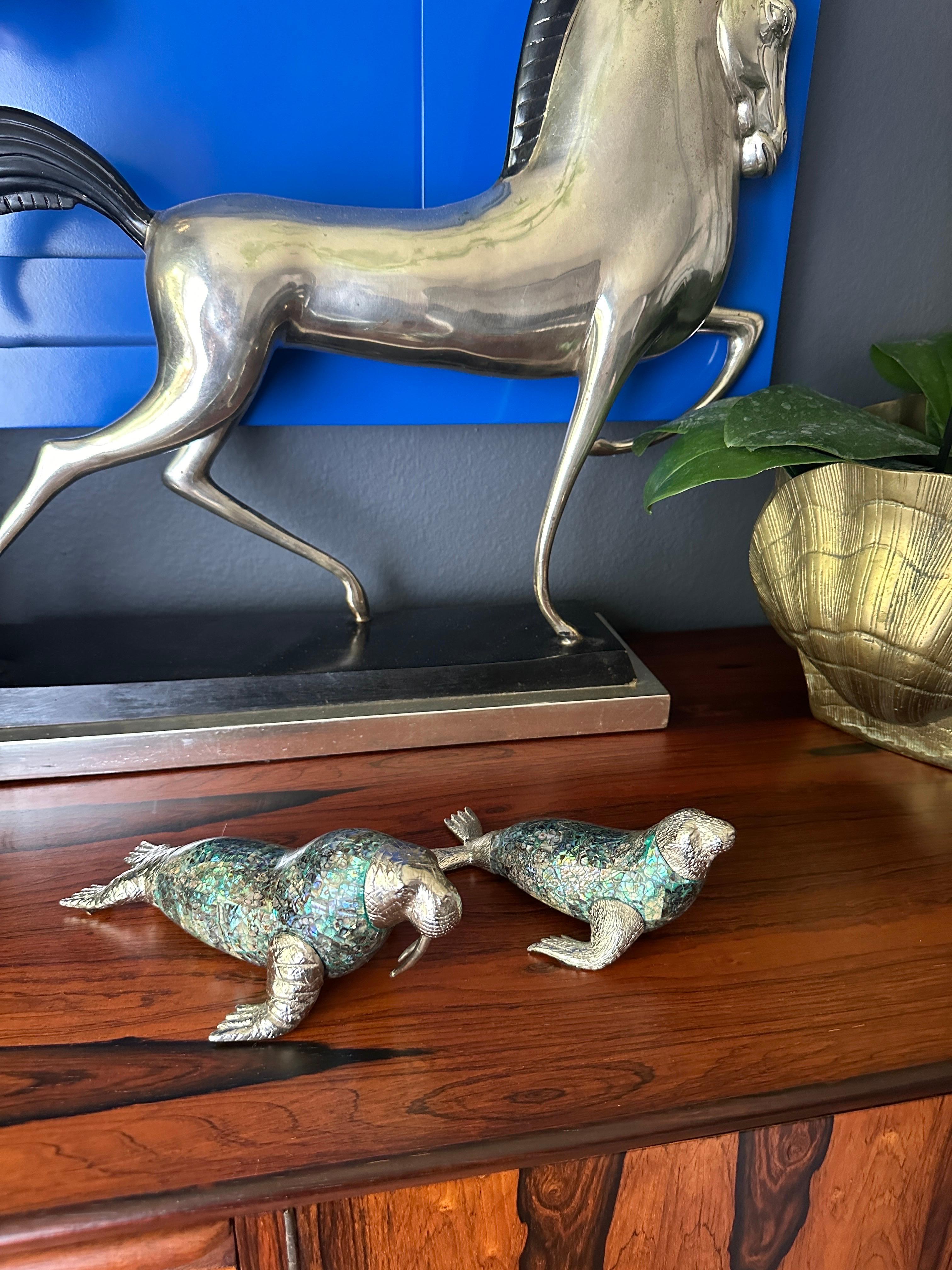Maitland Smith Mother of Pearl Seal and Walrus Sculpture 8